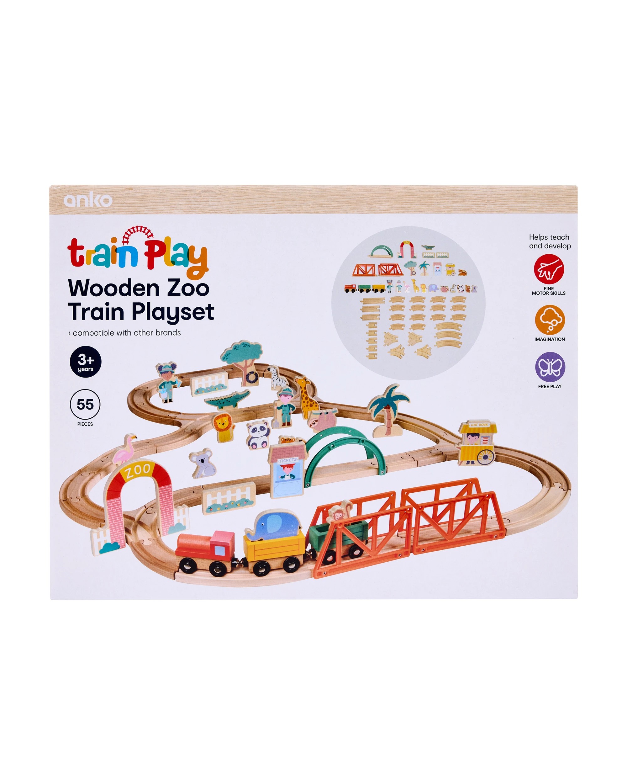 6 Wooden Zoo Train Playset, 6 of 7