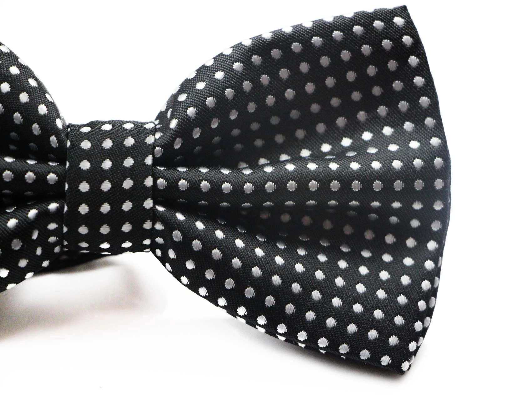3 Zasel Mens Black Plain Coloured Bow Tie With White Polka Dots - Black, 3 of 5