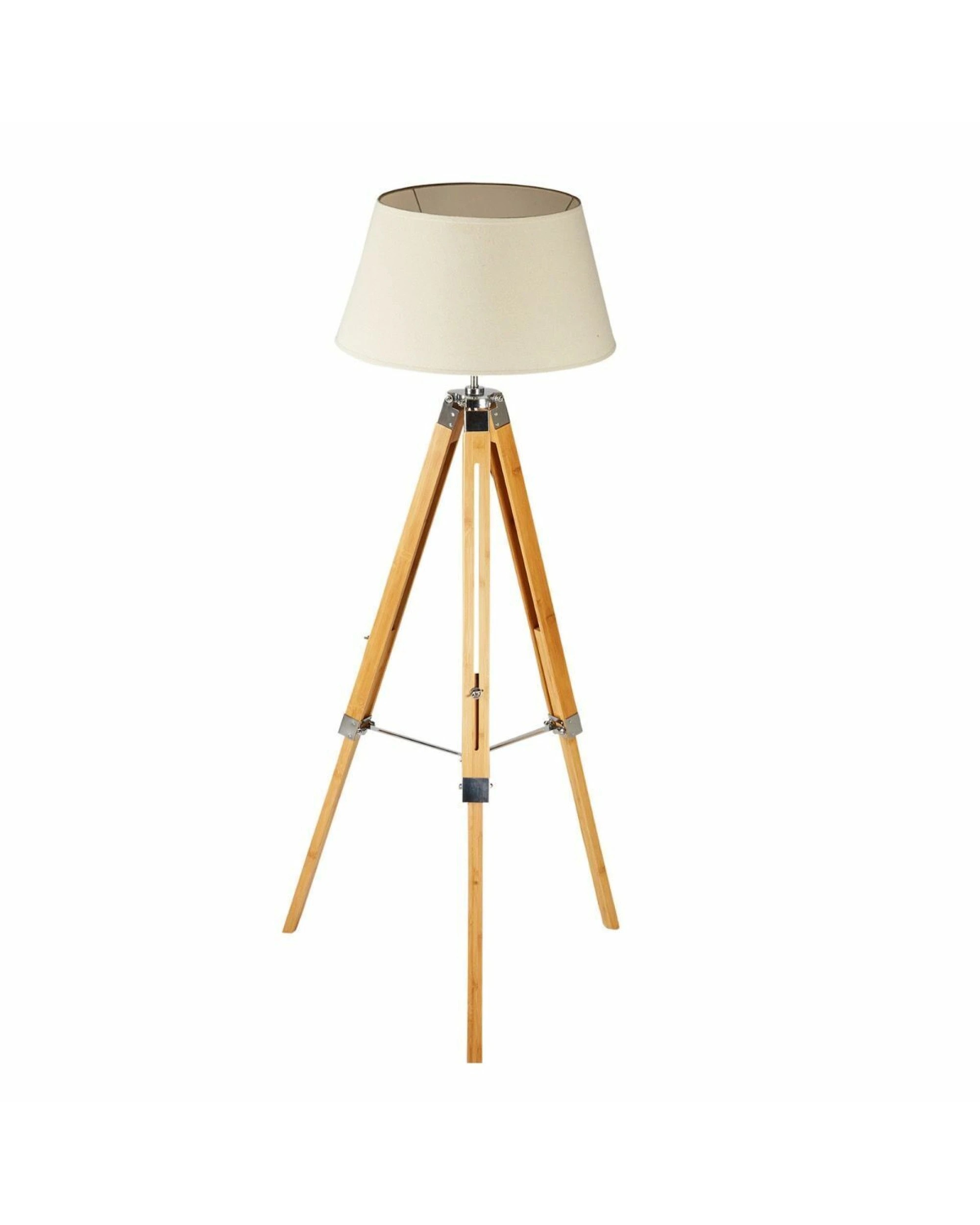 4 BR Home Bamboo Tripod Floor Lamp with Linen Shade, 4 of 5