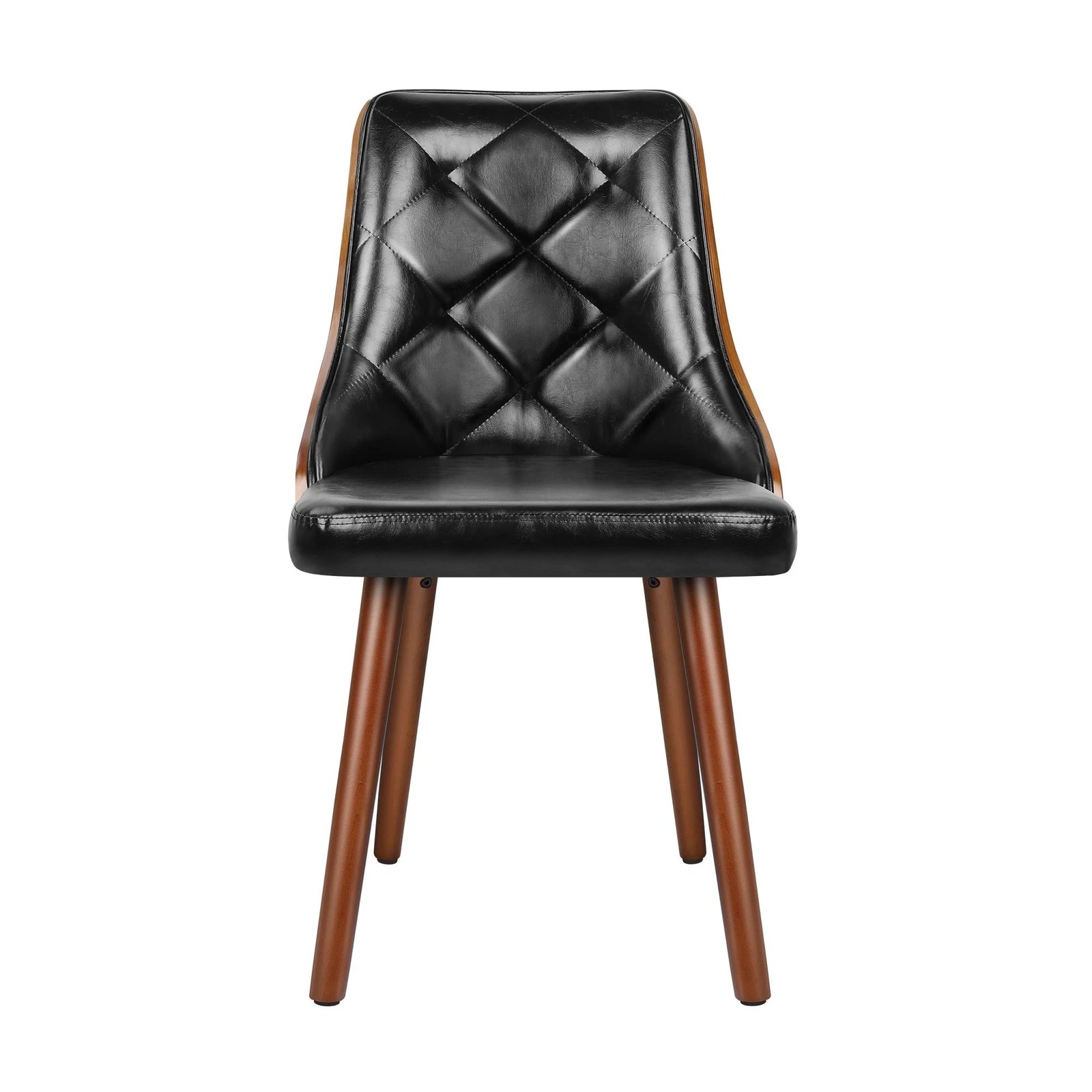 7 Alfordson 2x Dining Chairs Kitchen Lounge Padded Tufted Glossy PU Leather - Black, 7 of 10