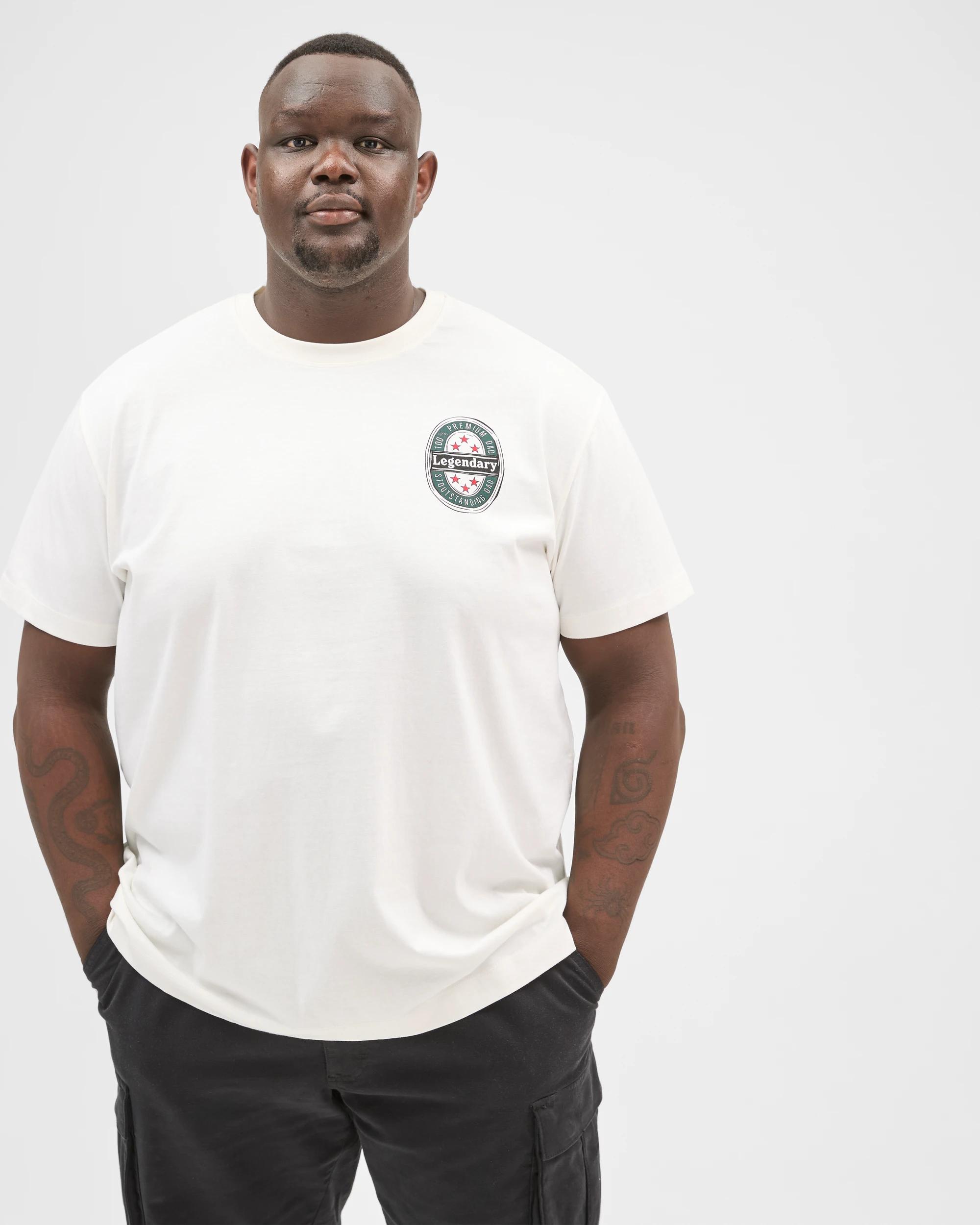 6 Target Man Plus Size Australian Cotton T-Shirt WHITE LAGER THAN LIFE, 6 of 6