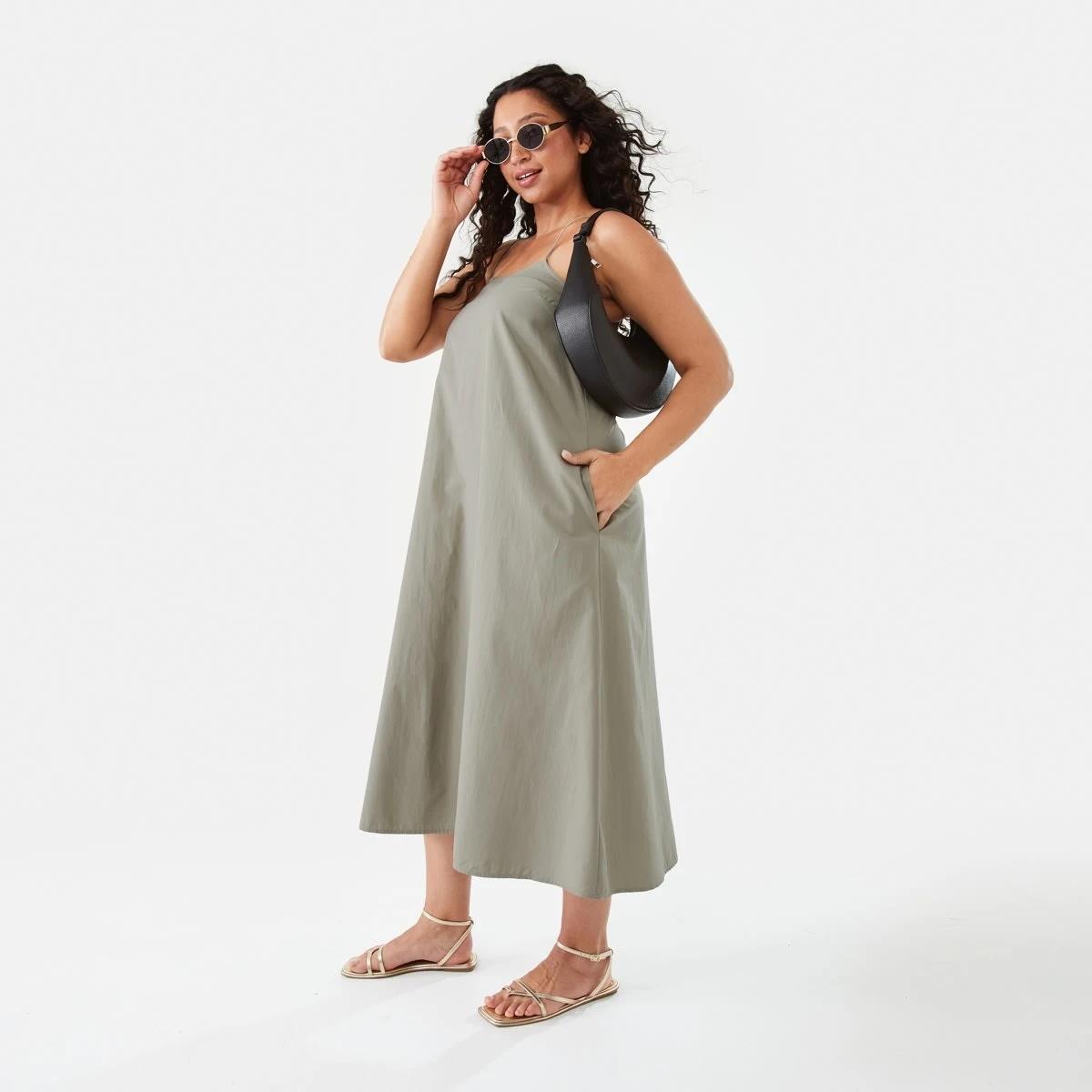 2 Sleeveless Open Back Midi Dress Pave Grey, 2 of 10
