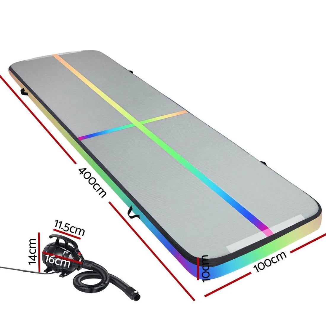 2 Everfit 4X1M Air Track Inflatable Mat Airtrack Tumbling Floor Gymnastics Pump MC - Multi, 2 of 6