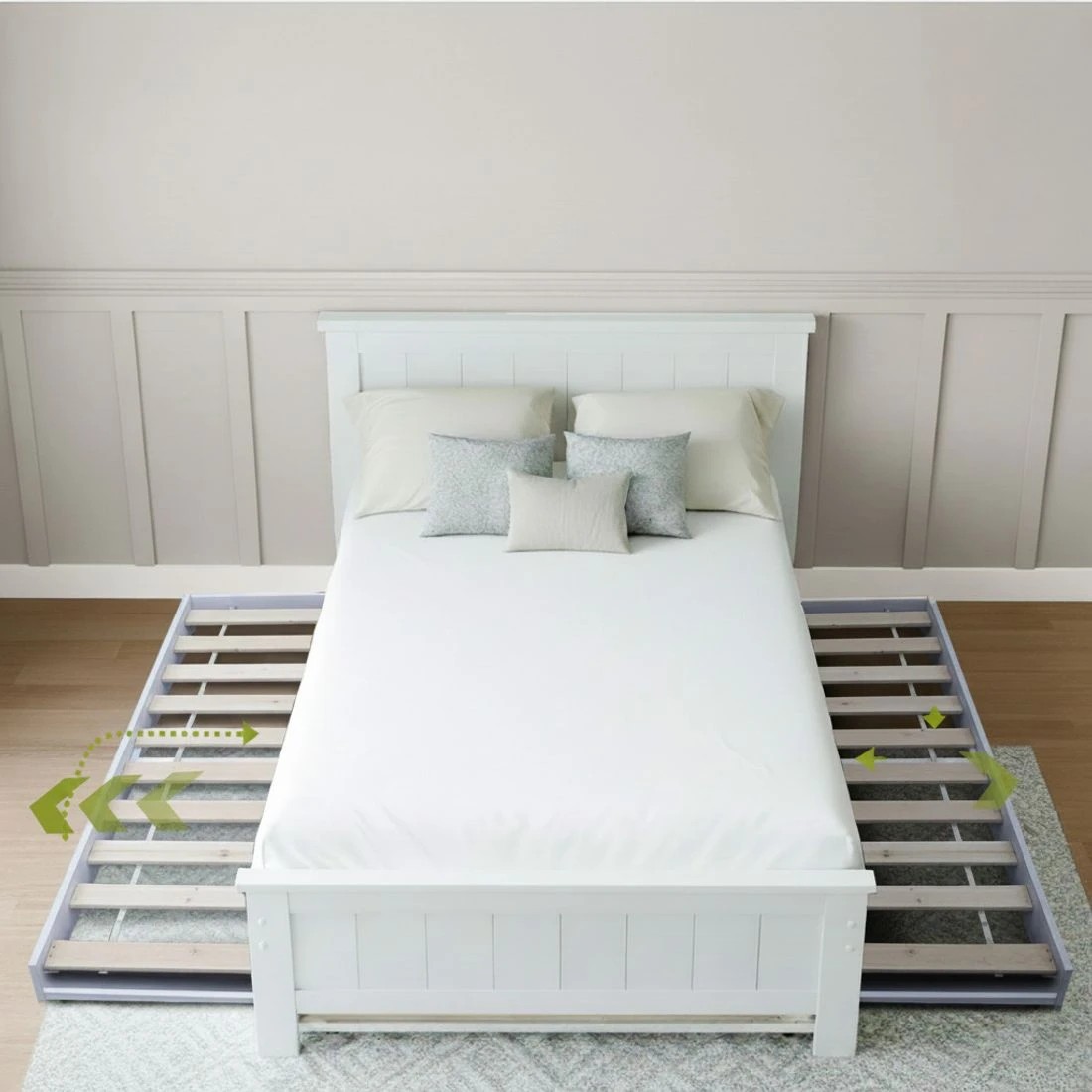 6 Artiss Bed Frame King Single and Bookshelf - White, 6 of 9