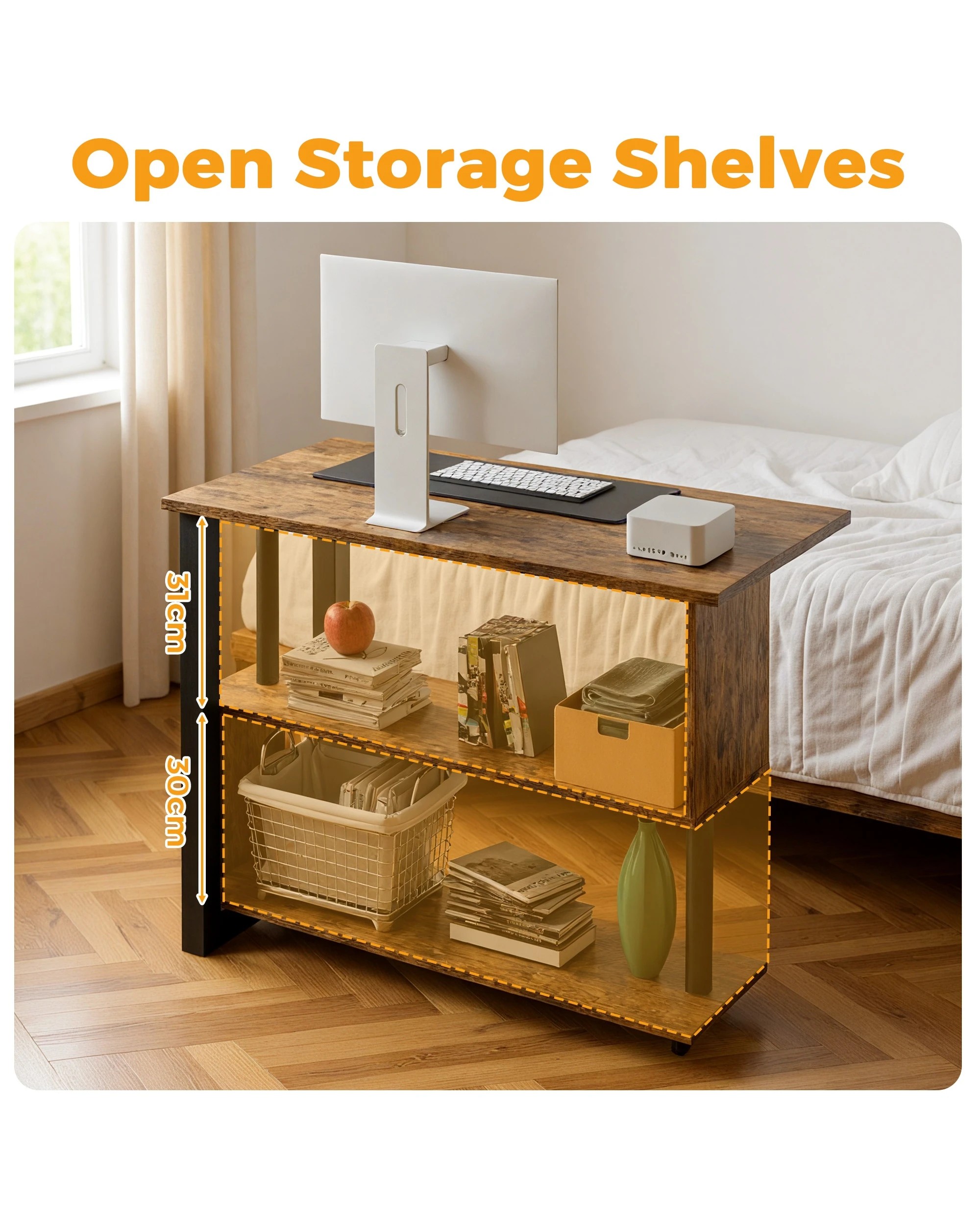 3 Advwin 360° Rotating Computer Desk L-shaped Desk With Bookshelf Corner Desk, 3 of 7