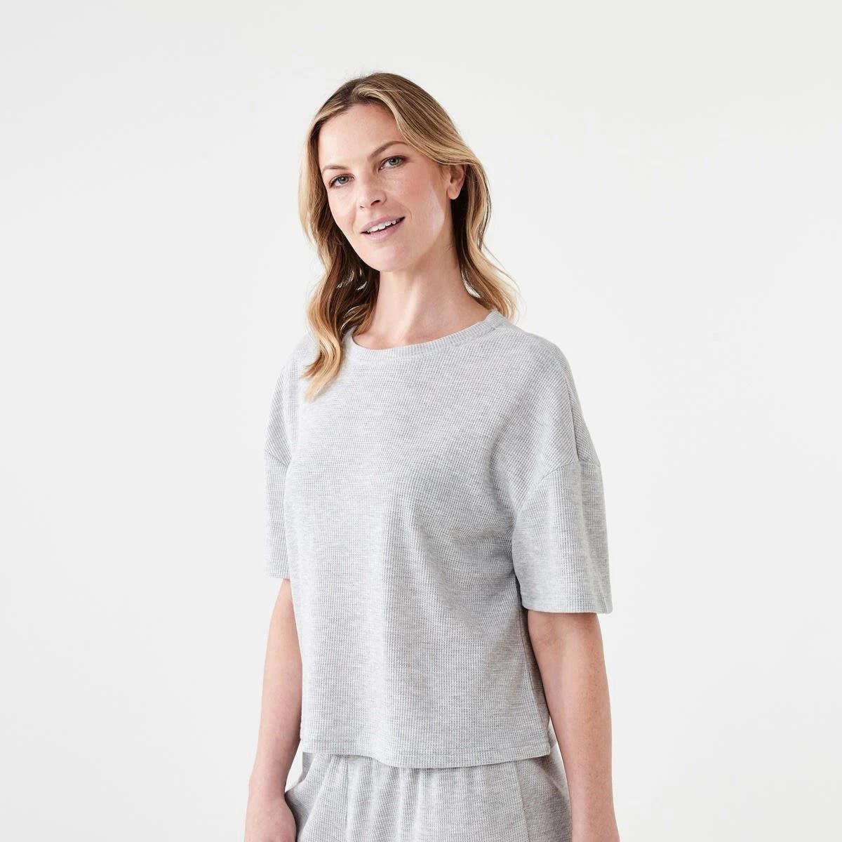 2 Waffle Boxy T-shirt SILVER MARLE, 2 of 6