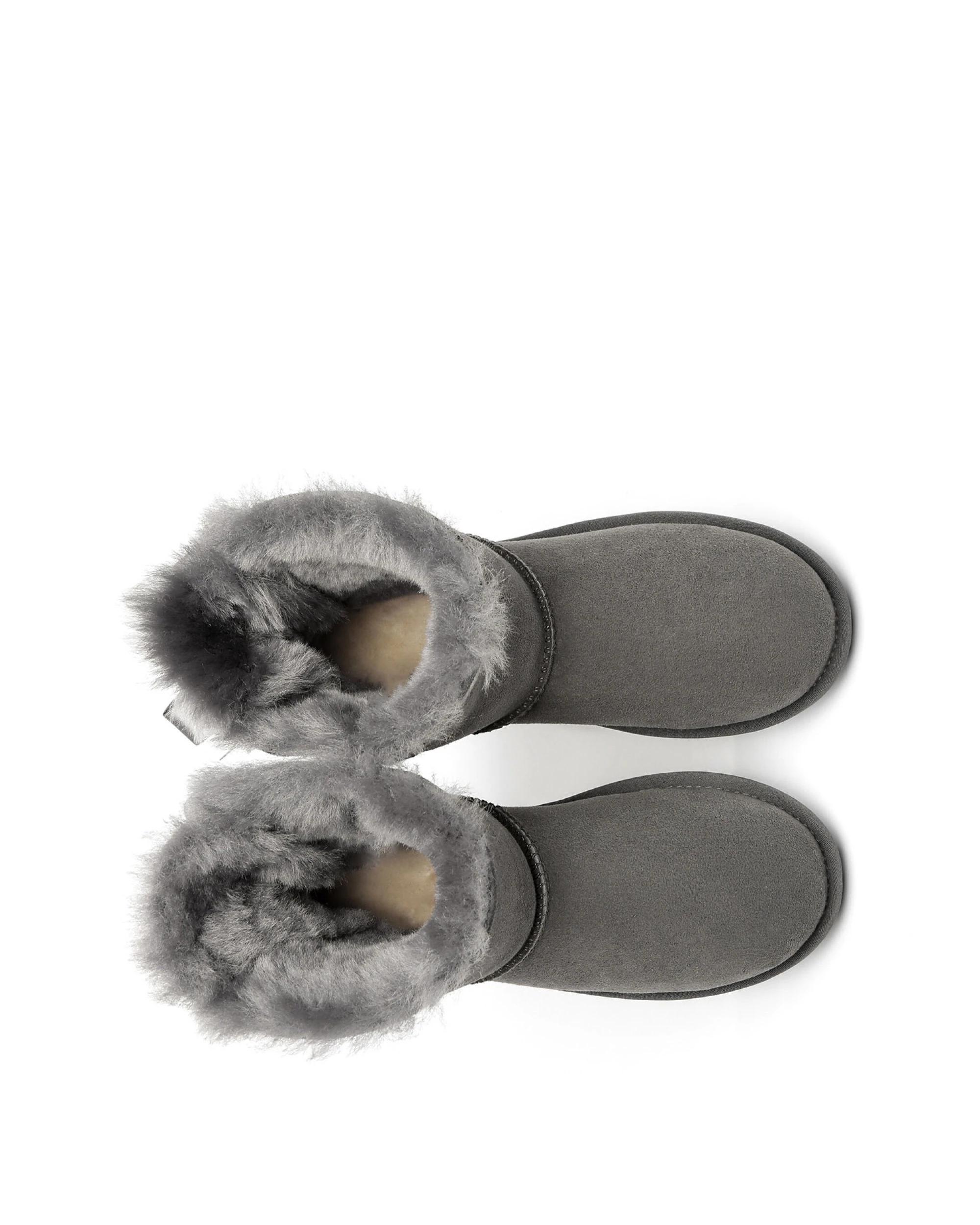 5 Everau Womens Mini Back Bow UGG Boots GREY, 5 of 5
