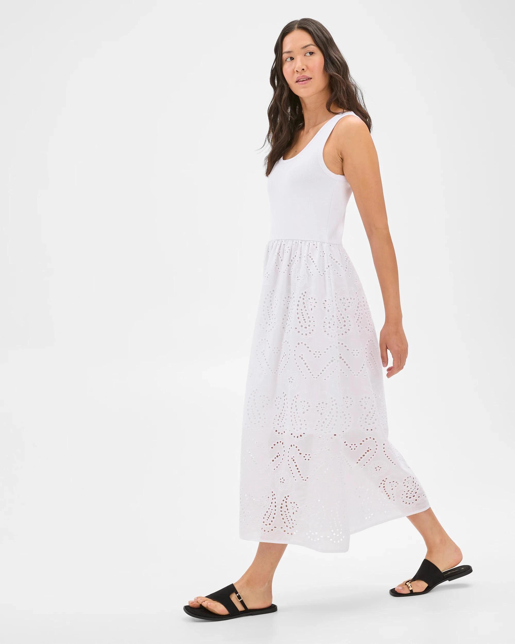 2 Target Rib Broderie Maxi Dress WHITE, 2 of 7