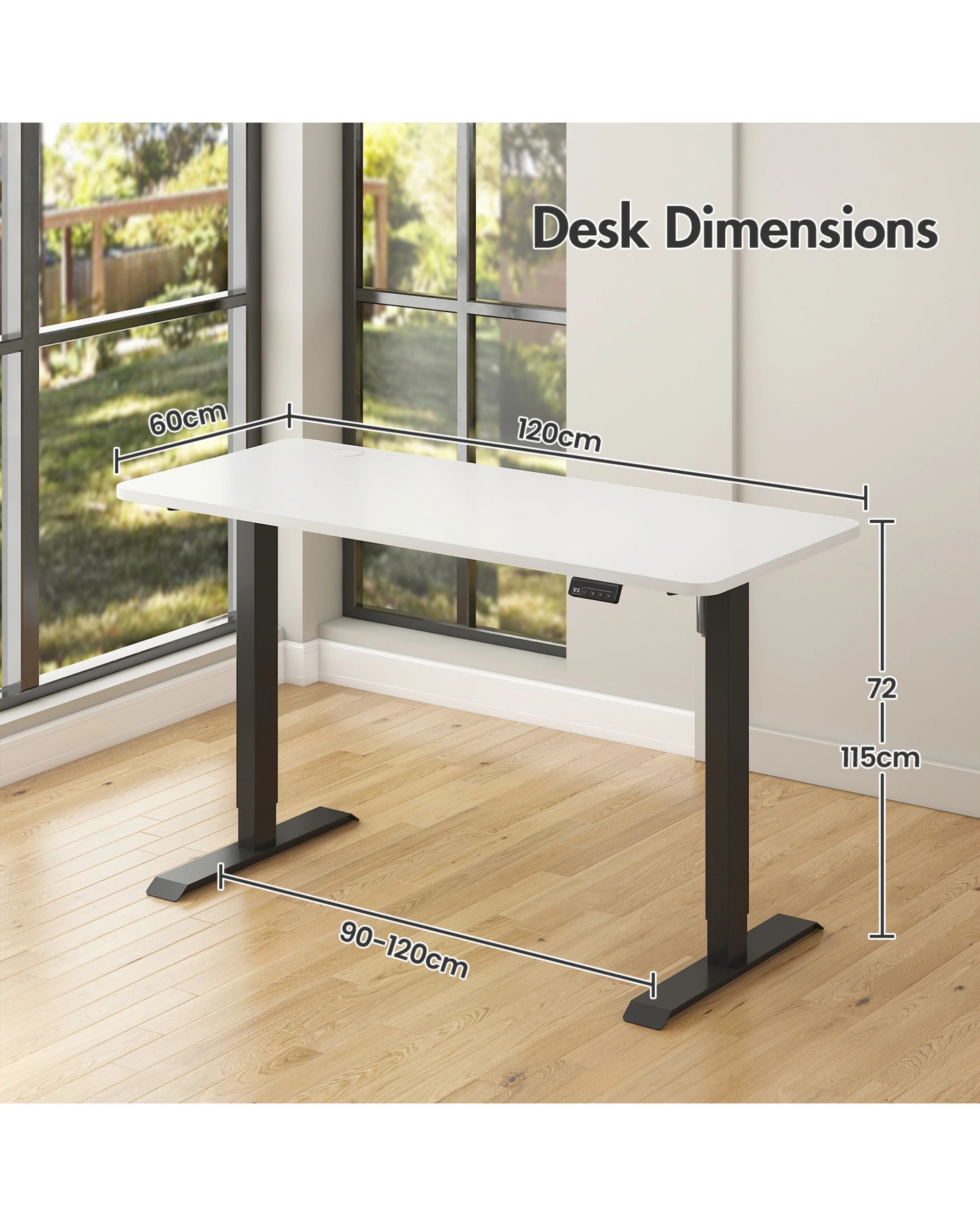 2 Advwin Standing Desk Electric Height Adjustable 120x60cm
 - White, 2 of 10