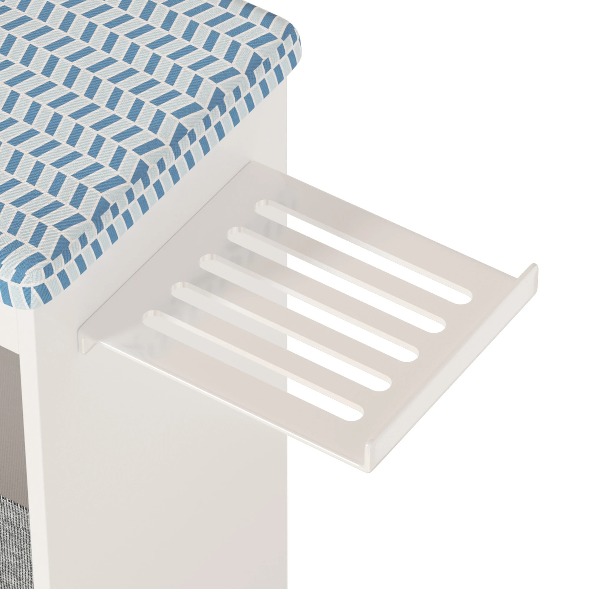 5 Advwin Ironing Board on Wheels with Storage Cabinet Iron Rack Hanger Rod Fabric Drawer - White, 5 of 10