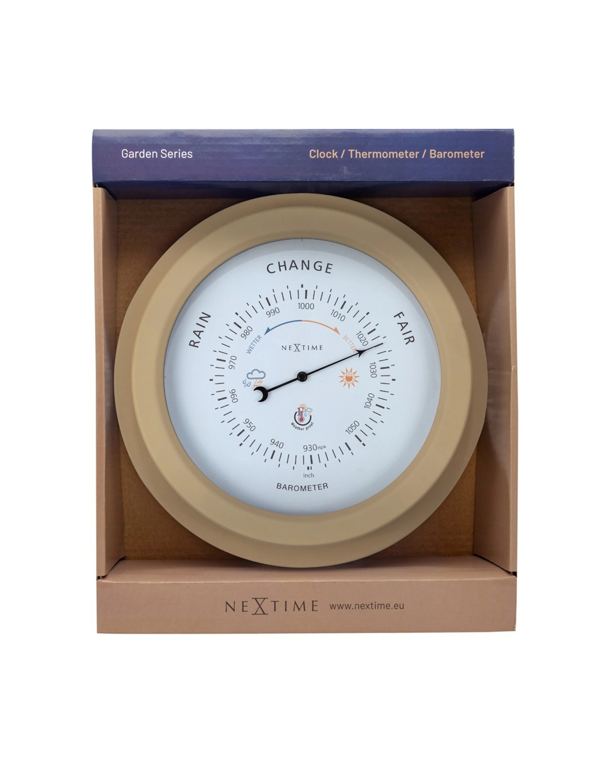 6 NexTime Outdoor Barometer Weatherproof Easy-to-Read Dial 22cm - Brown, 6 of 8