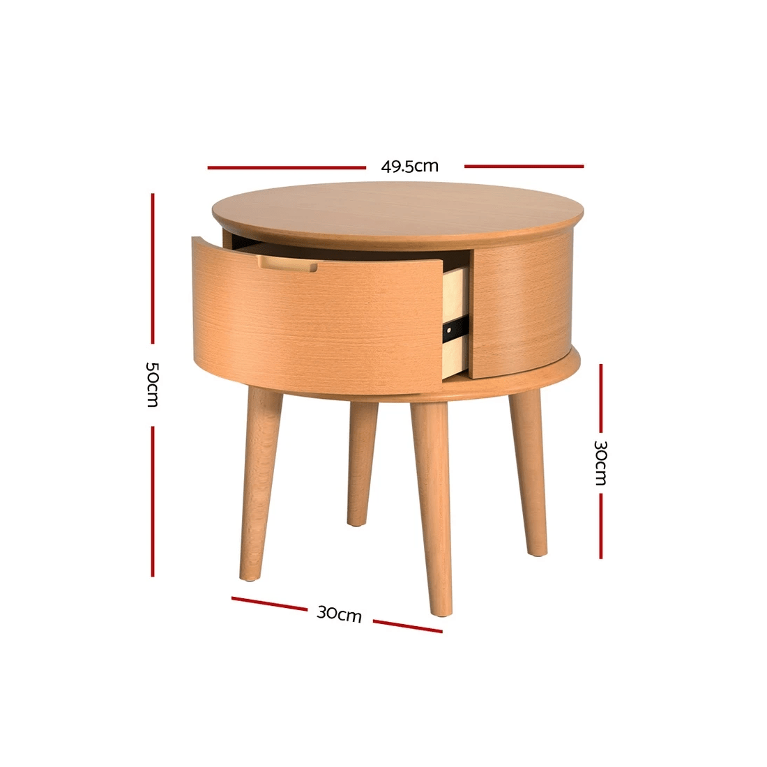 2 Artiss Curved Bedside Table - Natural, 2 of 7