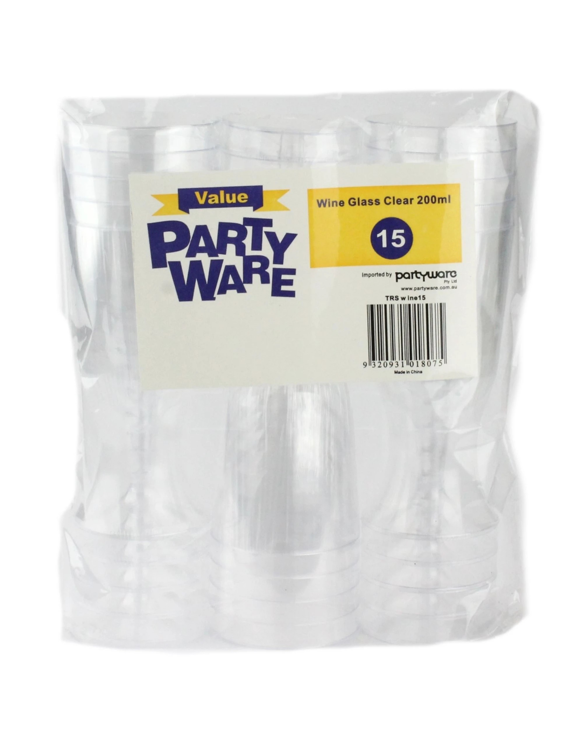 2 Partyware Clear Plastic Wine Glasses Pack of 15, 2 of 2