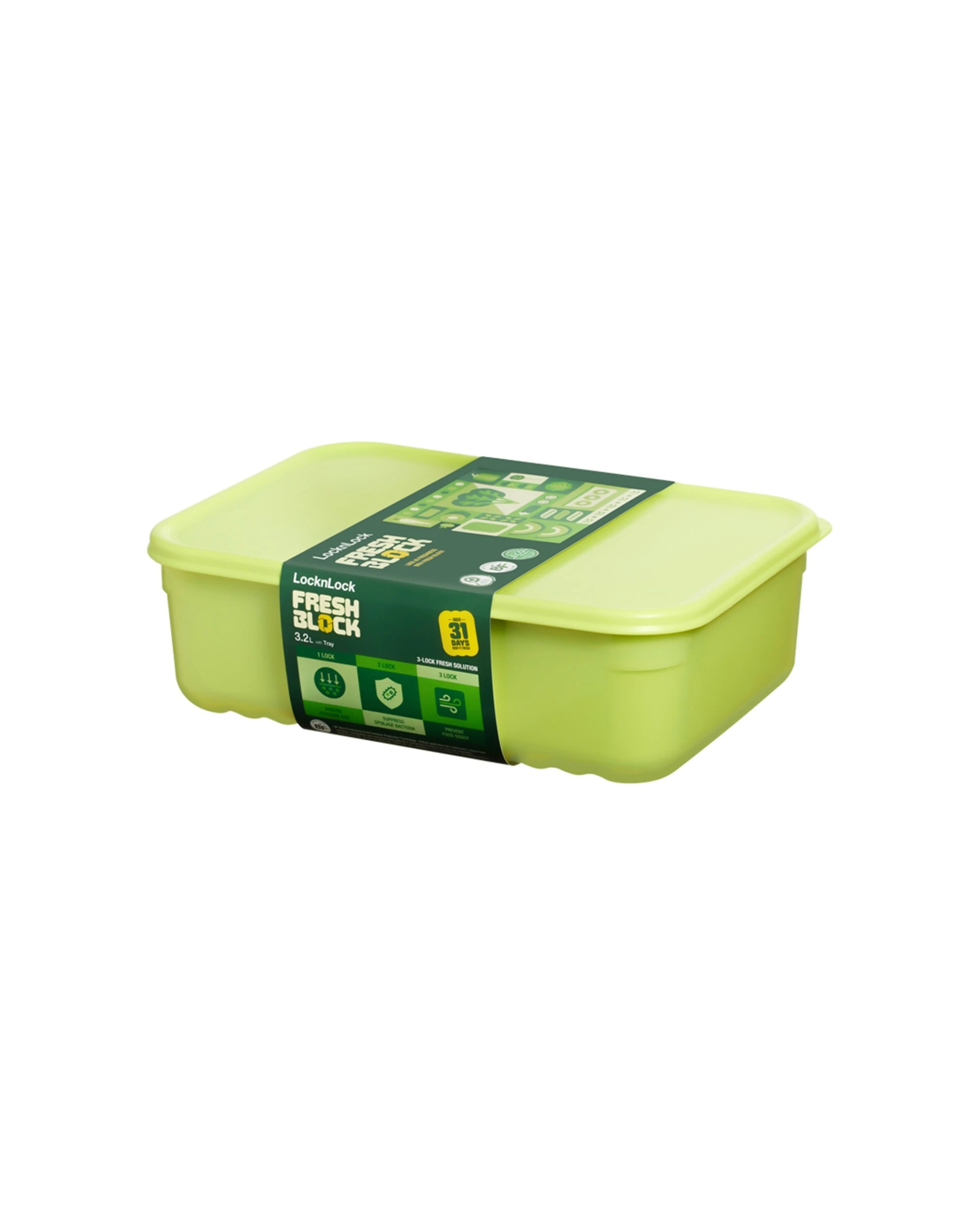 1 Lock & Lock Fresh Block 3.2L Container Airtight Zeolite Technology With Tray & Lid, 1 of 4