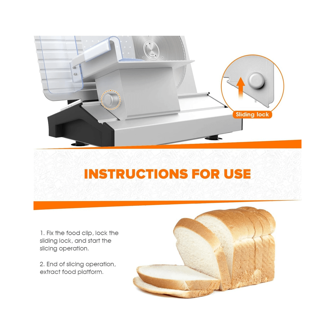 6 Advwin 250w Meat Slicer, Electric Food Slicer With 8.6" Removable Stainless Steel Blade, 6 of 7