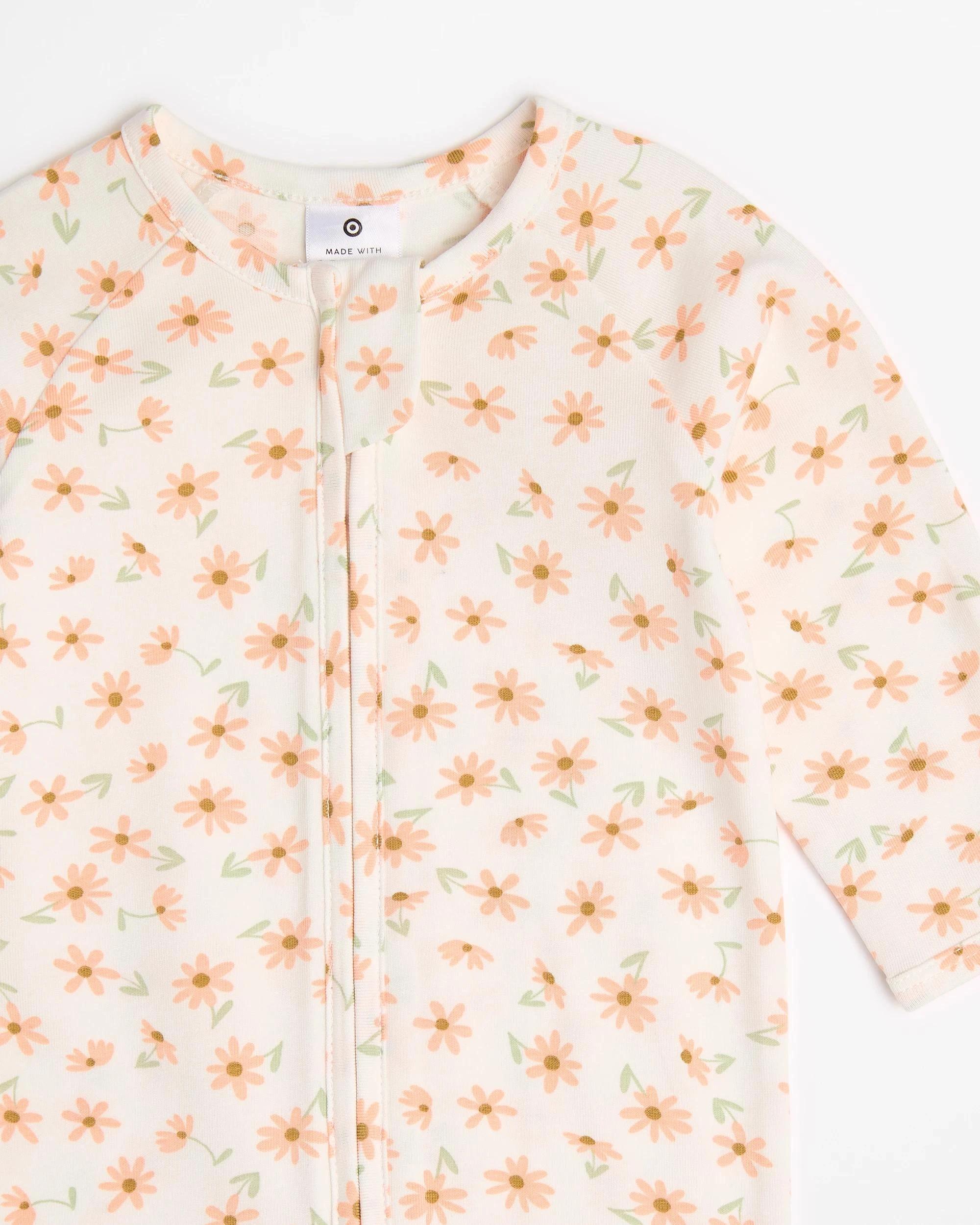 2 Target Baby Baby Organic Cotton Footless Coverall CREAM DAISY, 2 of 3