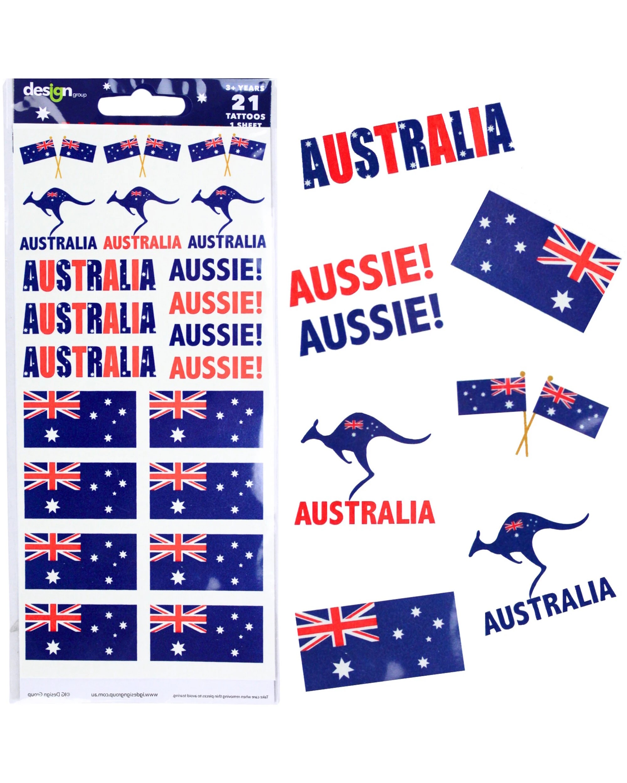 1 Artwrap Aussie Australia Tattoos Pack of 21 - Blue, 1 of 1