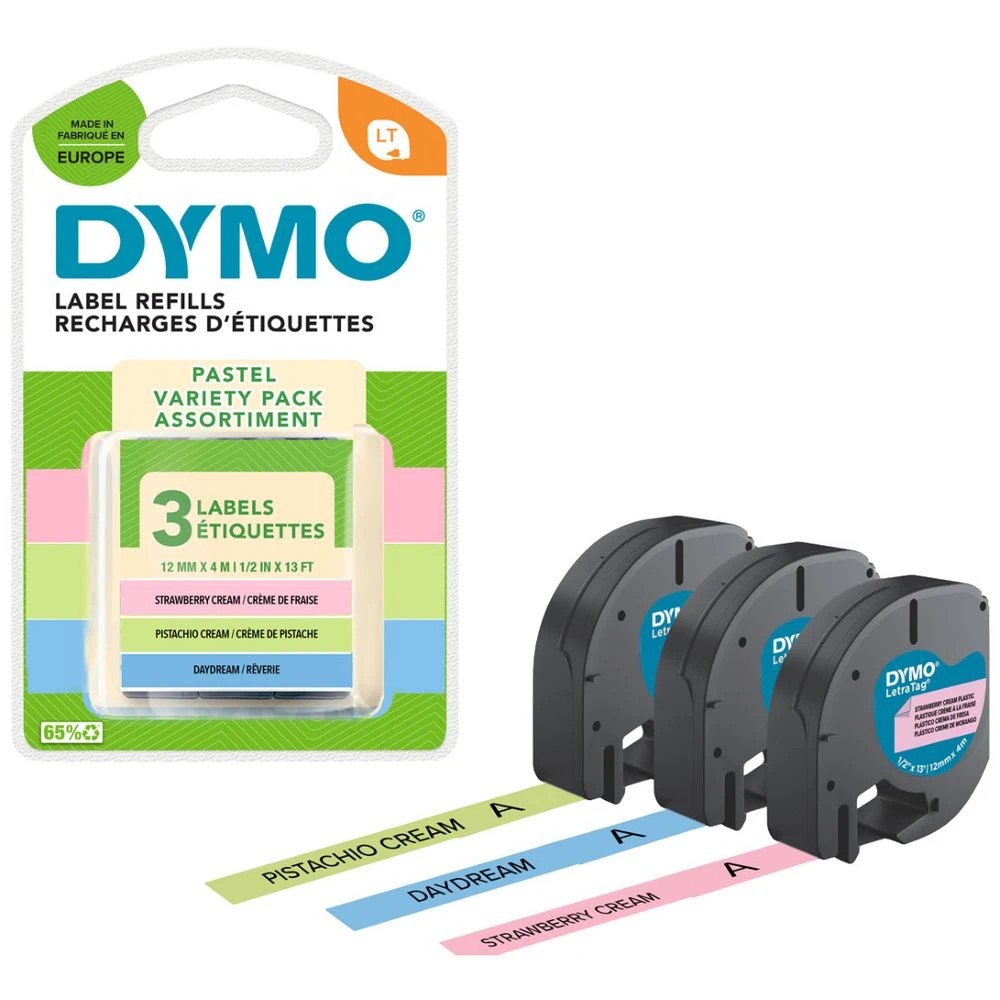 2 Dymo LetraTag Pastel Tape Assorted 3 Pack, 2 of 7