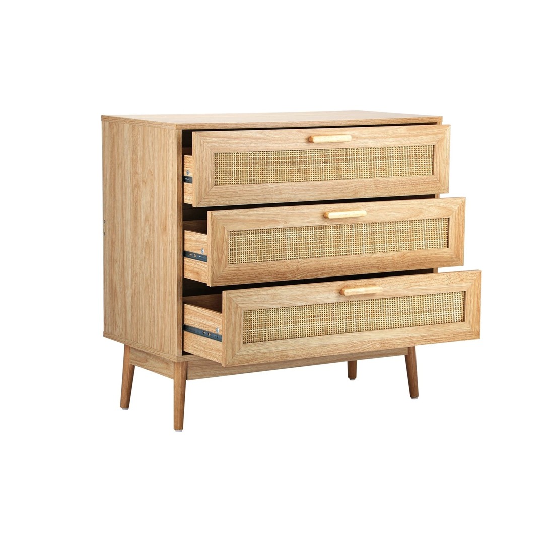 9 Oikiture 3 Chest Of Drawers Storage Cabinet Dresser Rattan Lowboy
 - Natural, 9 of 10