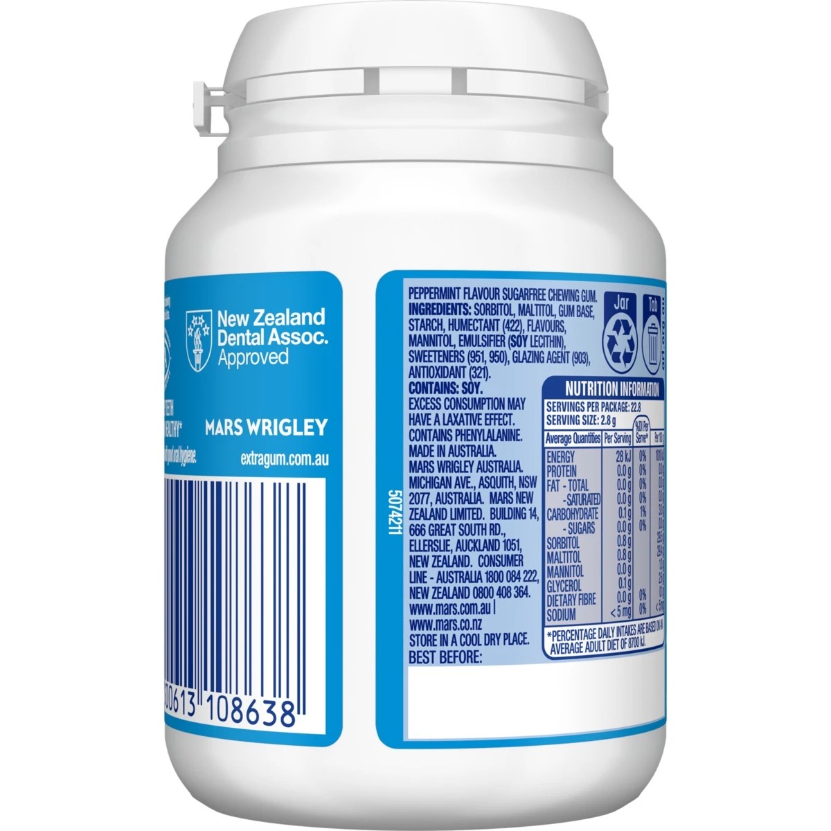 2 46 Piece Wrigley's Extra Peppermint Gum 64g, 2 of 5
