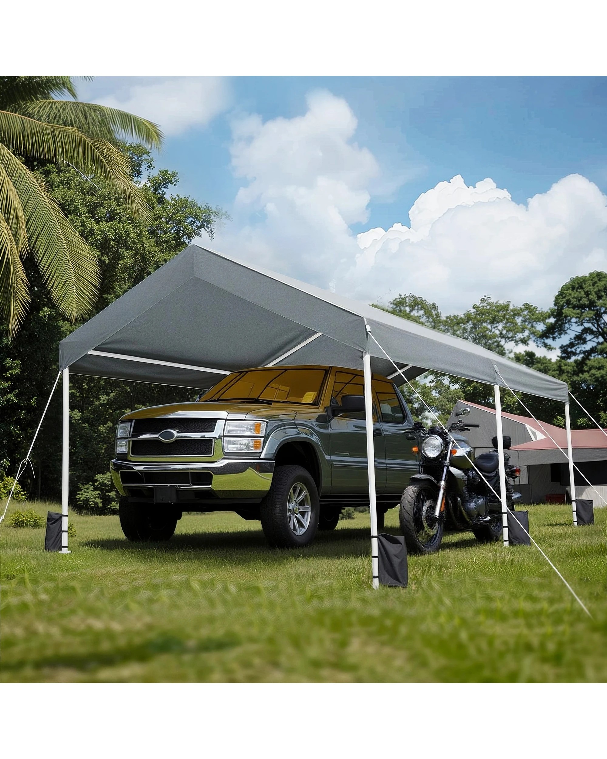 4 Advwin 3.68x6m Carport Canopy Portable Garage - Grey, 4 of 6