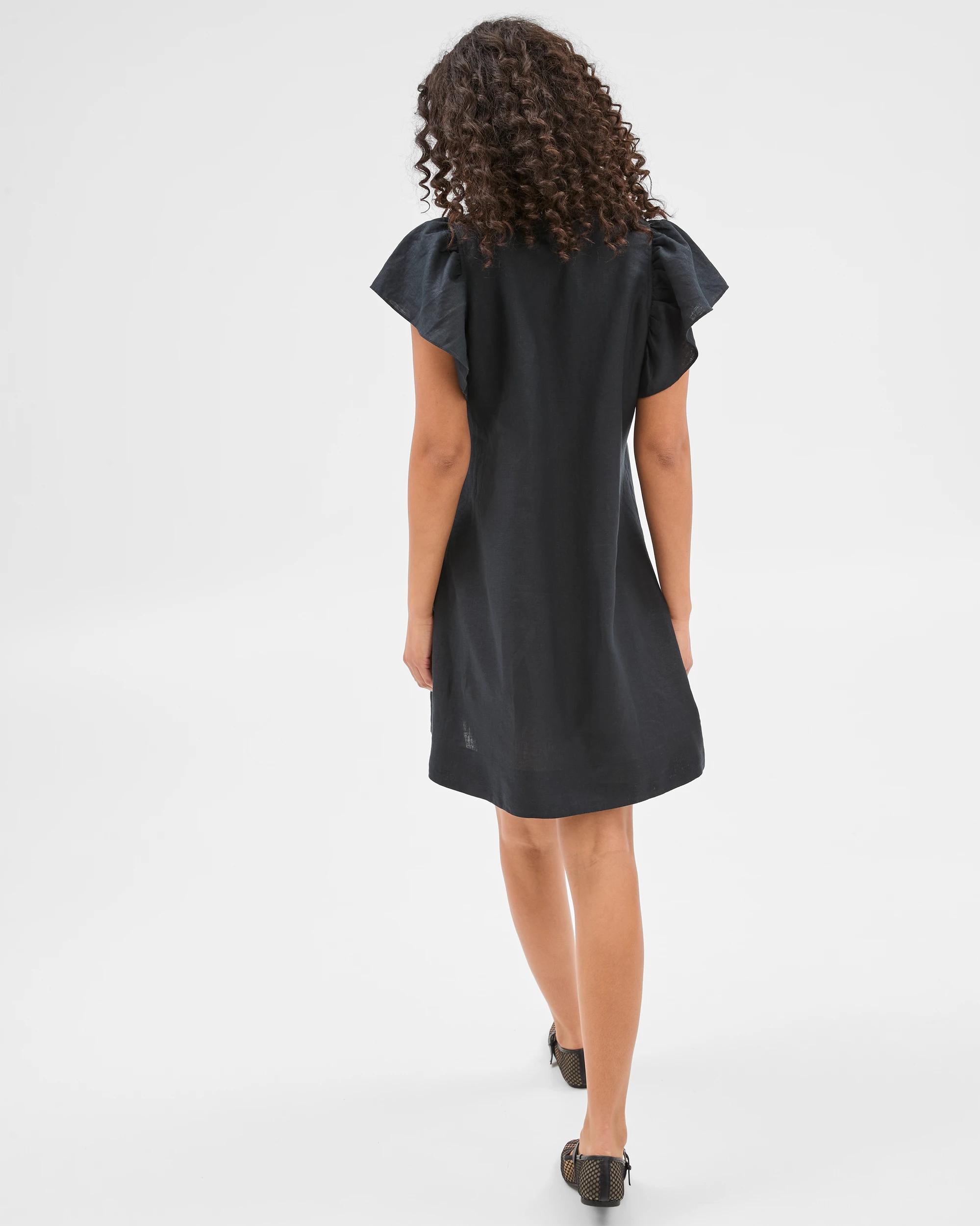 4 Target European Linen Stitch Detail Mini Dress BLACK, 4 of 5