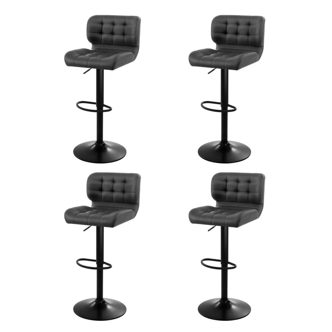 1 Artiss 4x Bar Stools Gas Lift Leather Padded - Grey, 1 of 6