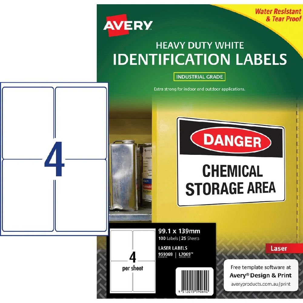 1 Avery 4UP Heavy Duty Laser Labels White 25 Sheets, 1 of 4