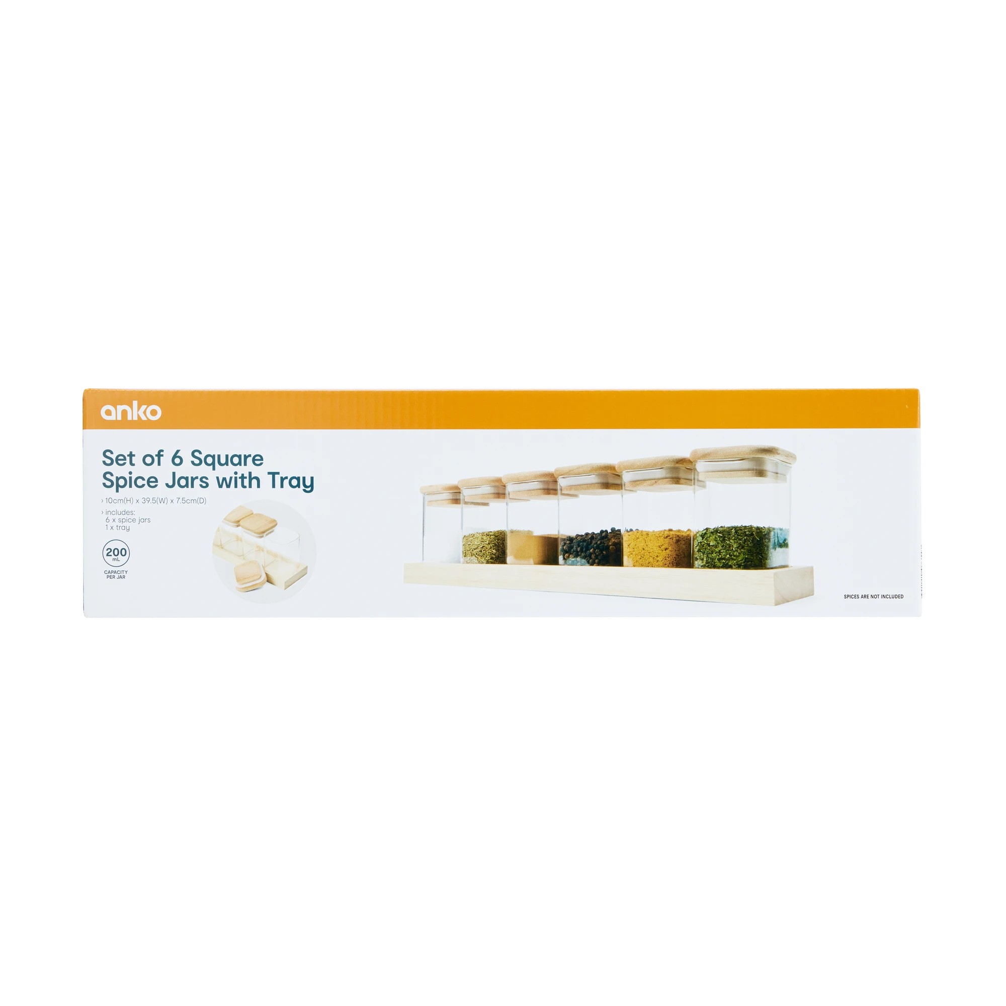10 Set of 6 Square Spice Jars with Tray, 10 of 10