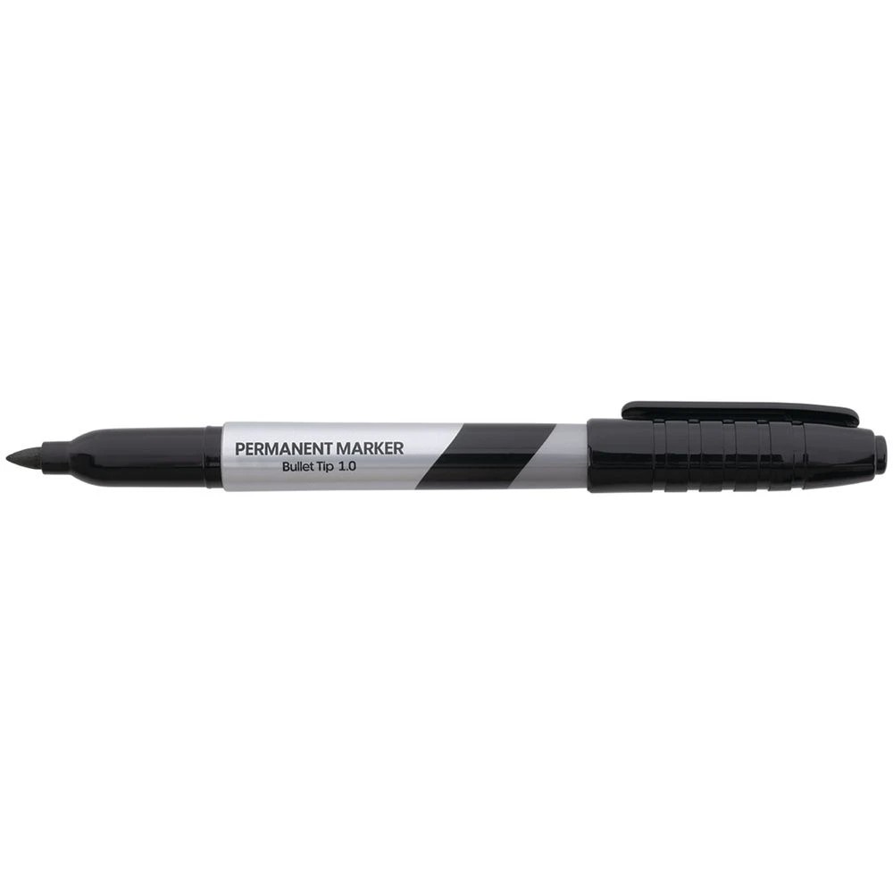 3 J.Burrows Permanent Markers 1mm Bullet Black 12 Pack, 3 of 5