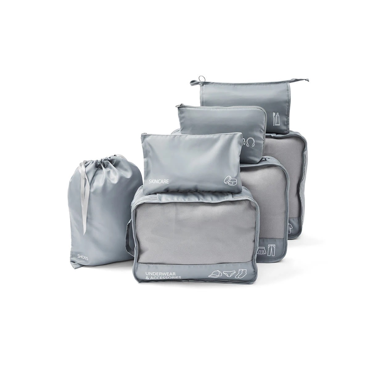 1 7 Piece Packing Cube - Grey, 1 of 10