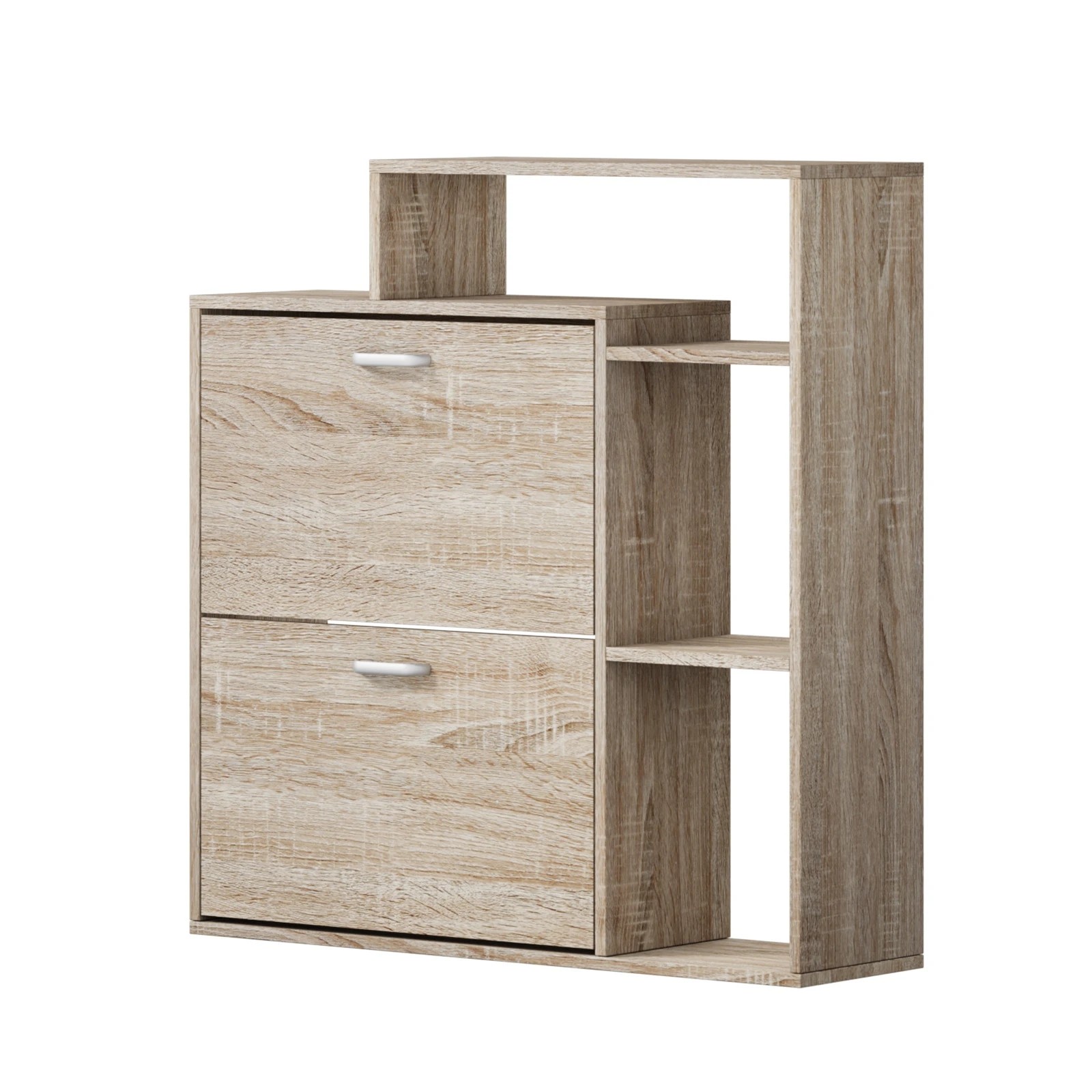 1 Oikiture Shoe Cabinet Storage 2 Doors Shoes Rack Display with Shelves - Natural, 1 of 8