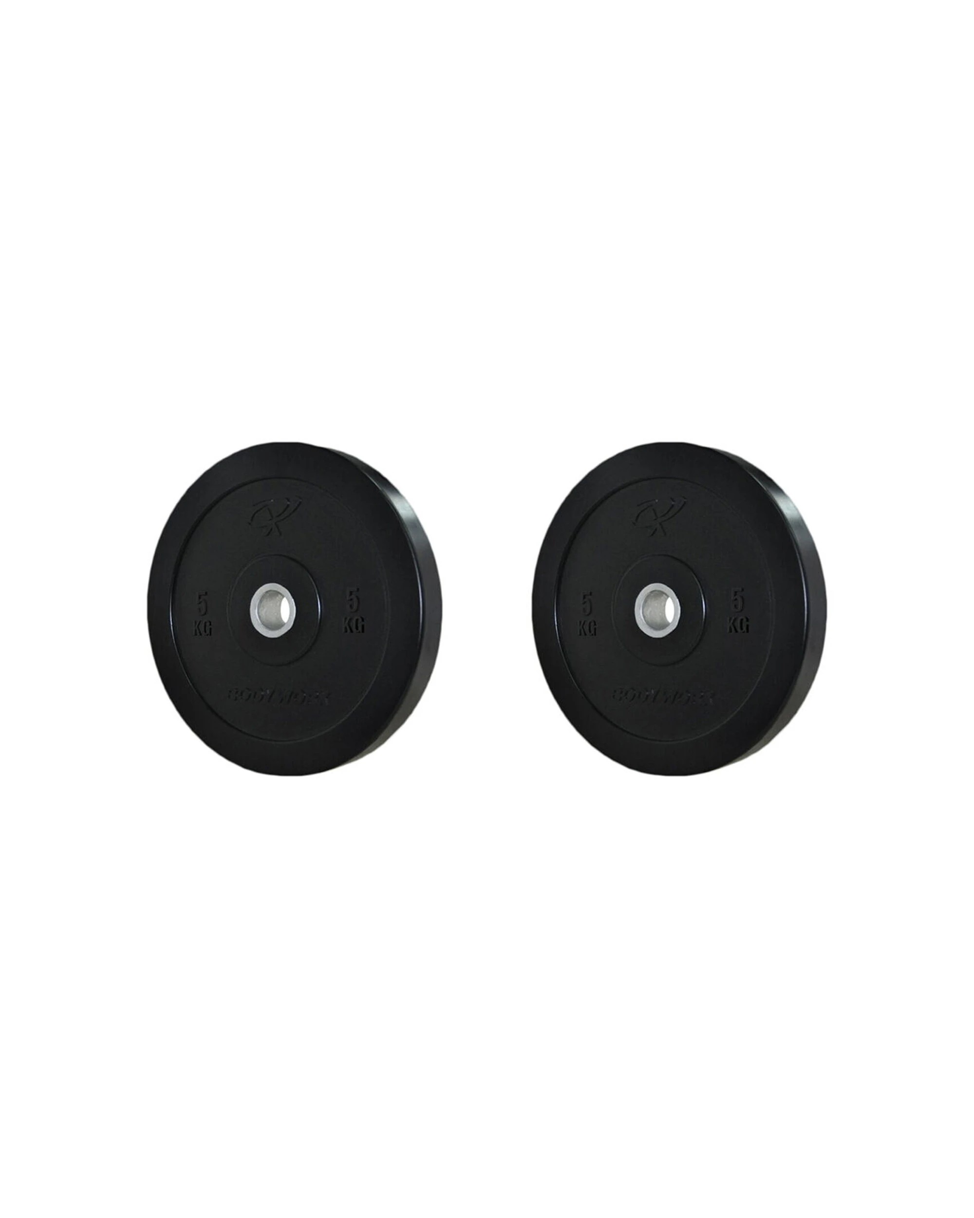 1 BODYWORX Bumper Plate 2 Pack 5kg Olympic Rubber Encased Plates 50mm Diameter - Black, 1 of 2