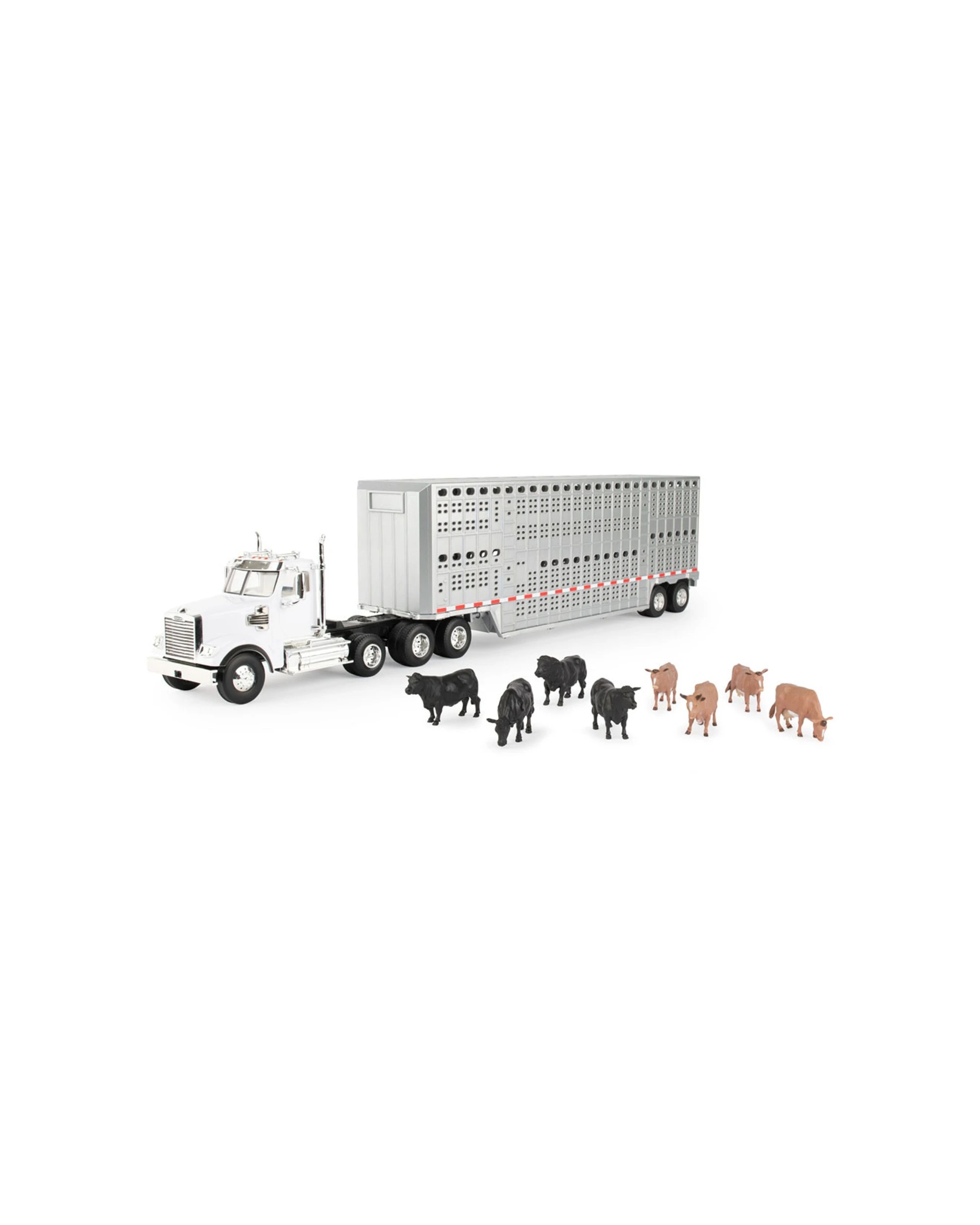 1 ERTL 1:32 Freightliner 122SD Semi With Livestock Trailer and Cattle, 1 of 3