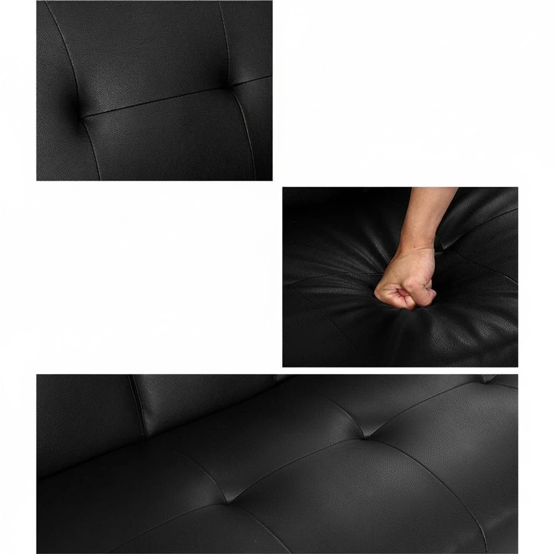 4 Artiss Sofa Bed 168CM  PU - Black, 4 of 5