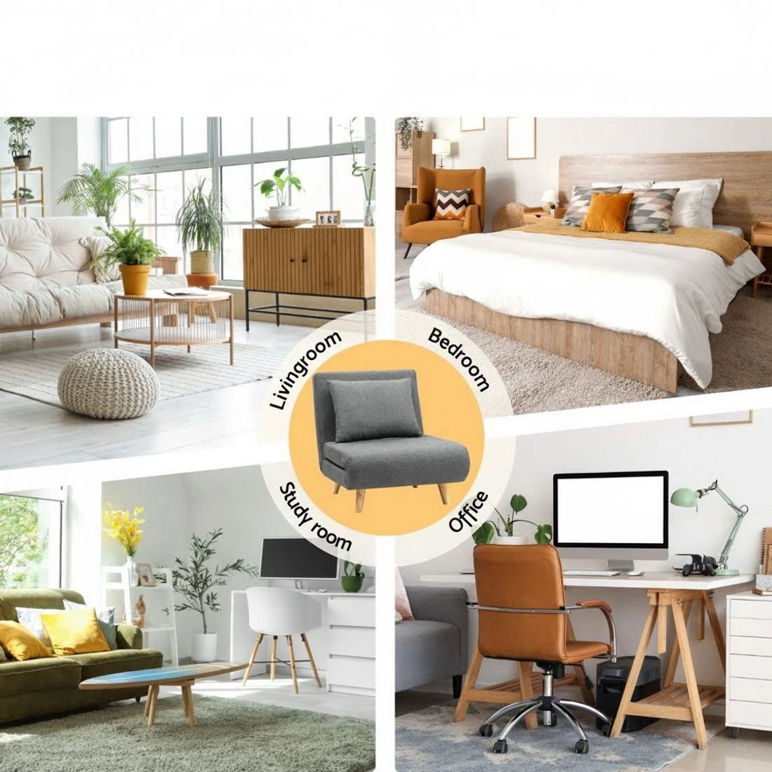 6 Artiss Sofa Bed Convertible Couch Recliner Lounge Chair Linen - Grey, 6 of 6