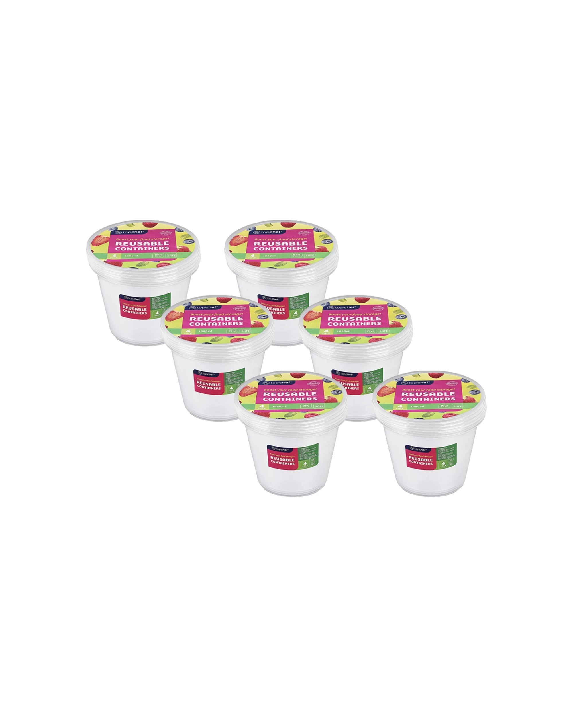 1 Topchef 24PC Round Reusable Food Storage Container 1880ml Box Poly - Clear, 1 of 2