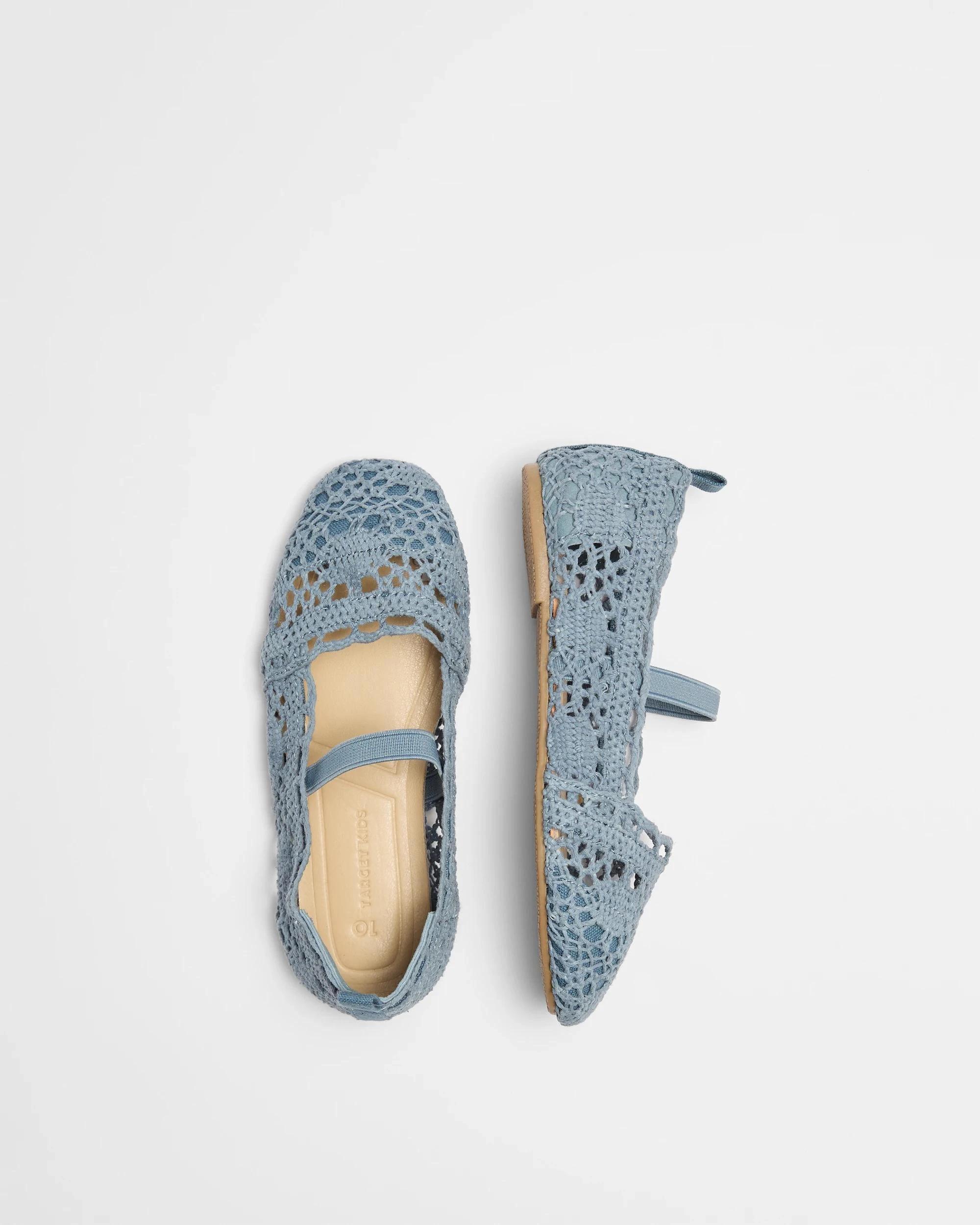 3 Target Girls Junior Crochet Ballet Flat BLUE, 3 of 3