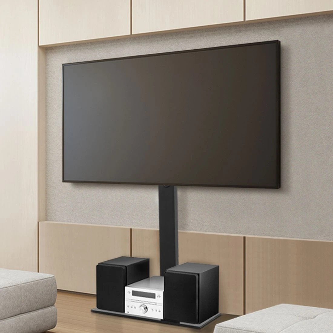 8 Artiss TV Stand Mount Bracket for 32"-70" LED LCD Glass Storage Floor - Black, 8 of 8