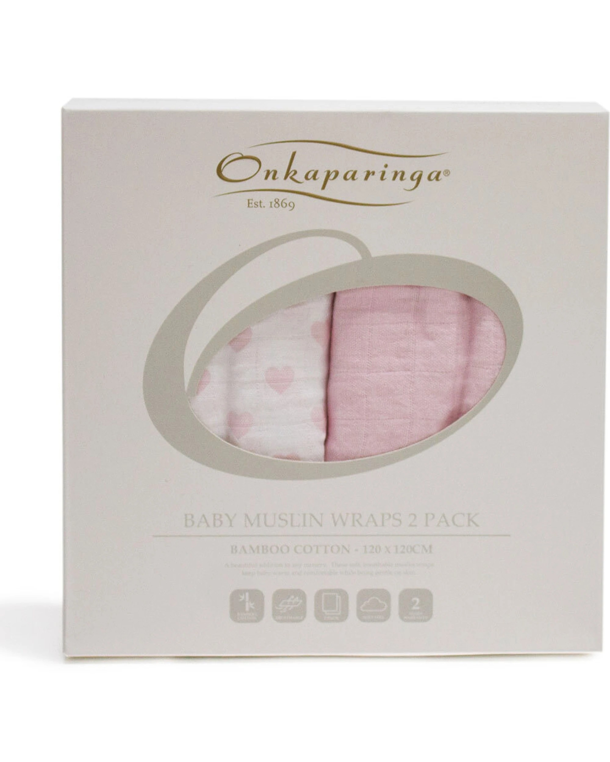 1 Onkaparinga 2PK Baby Muslin Cotton Sleeping Wraps - Pink, 1 of 1