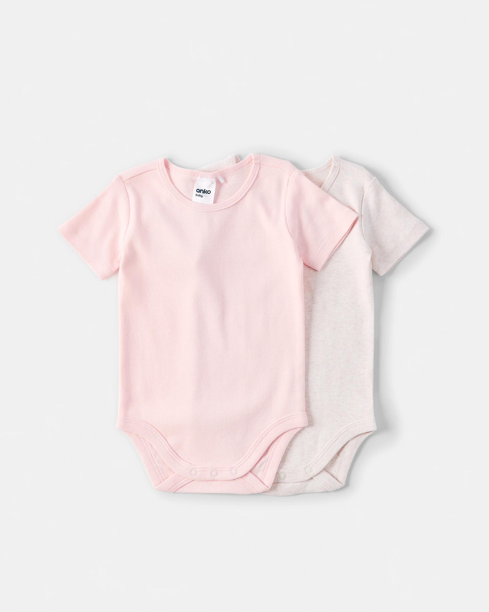 1 2 Pack Short Sleeve Bodysuits Pnk Pck, 1 of 6