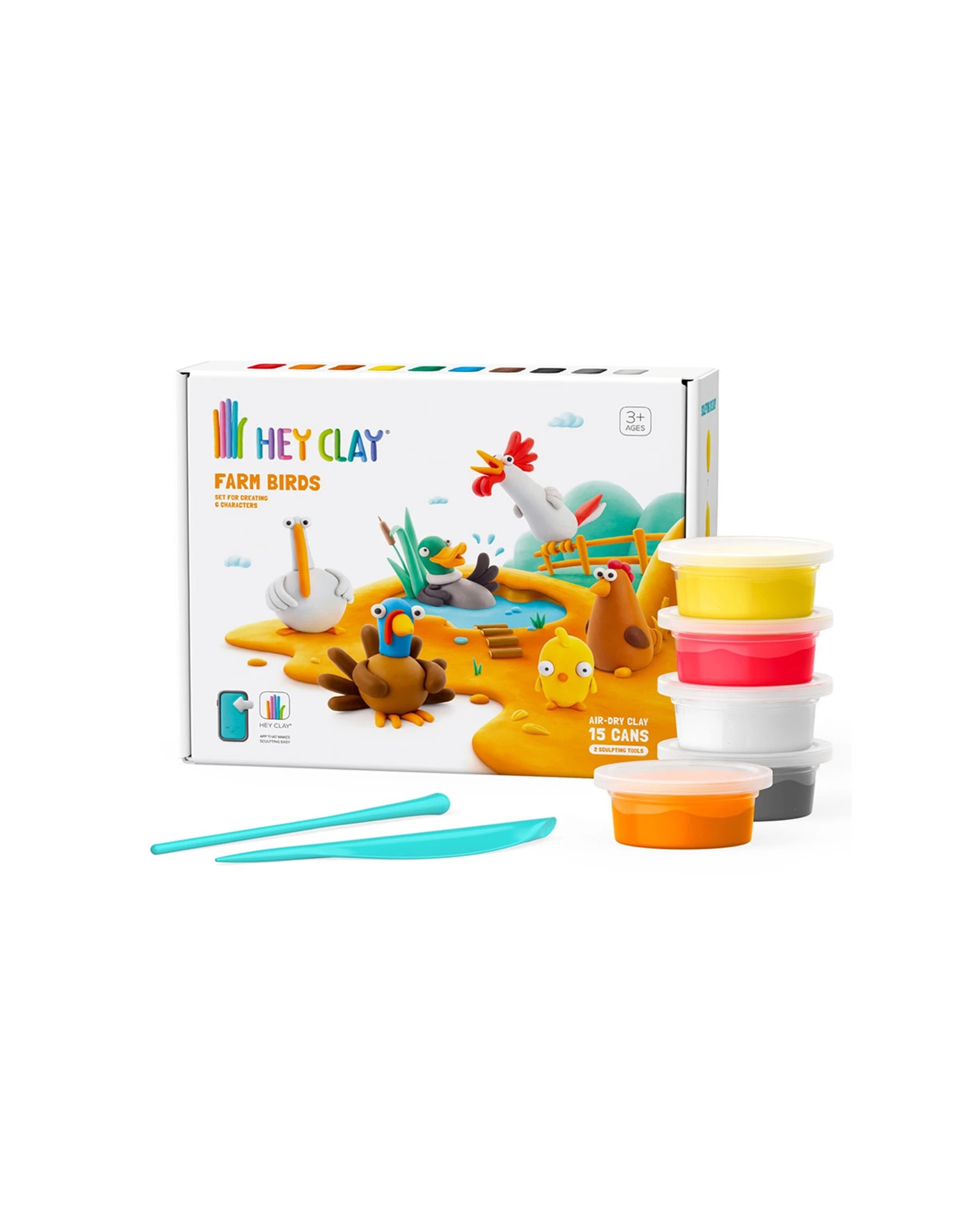 1 Hey Clay Farm Birds 15 Cans & 2 Tools Kids/Childrens Creative Clay Play Set - Multi, 1 of 6