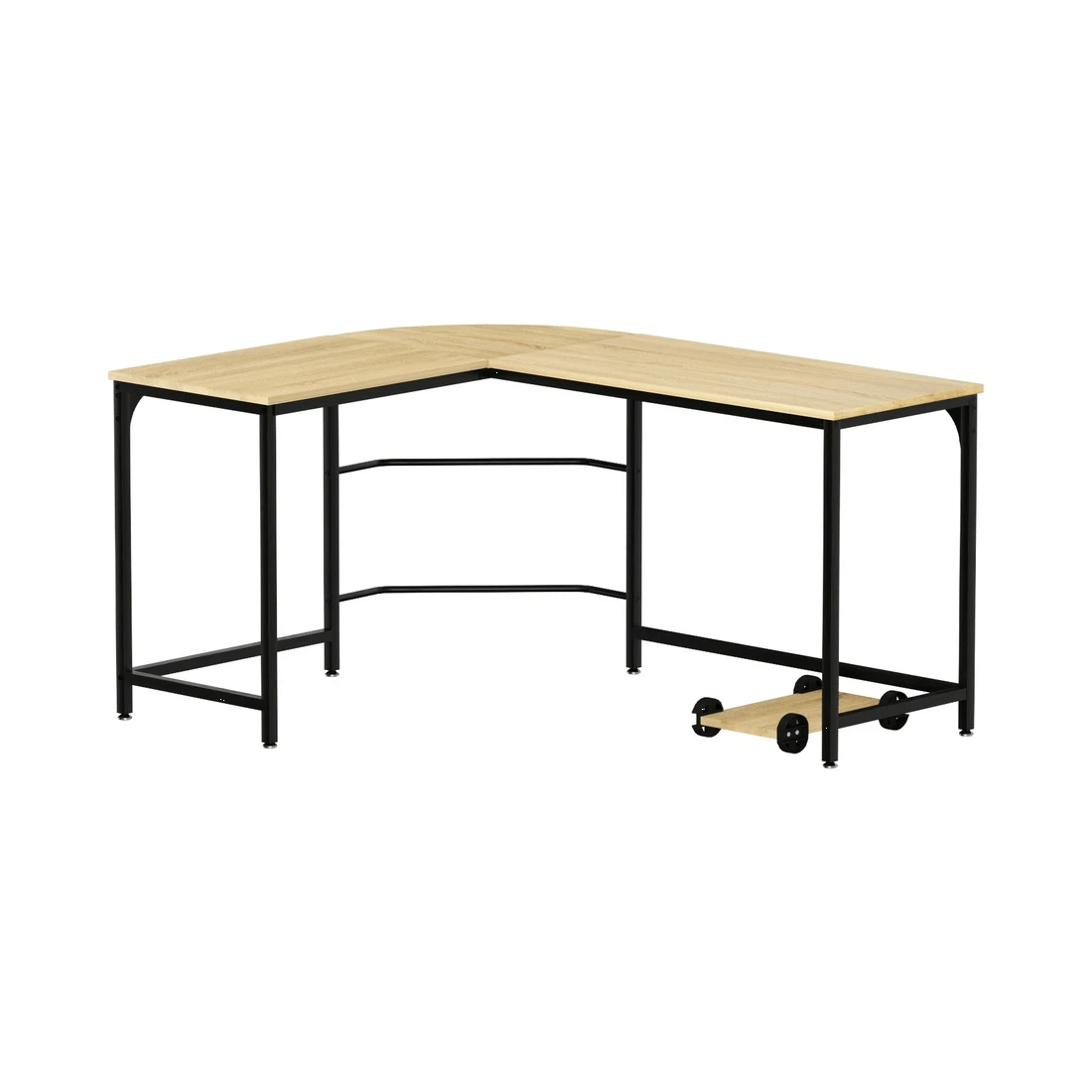 1 Artiss Computer Desk L-Shape CPU Stand Oak 147CM - Brown, 1 of 6