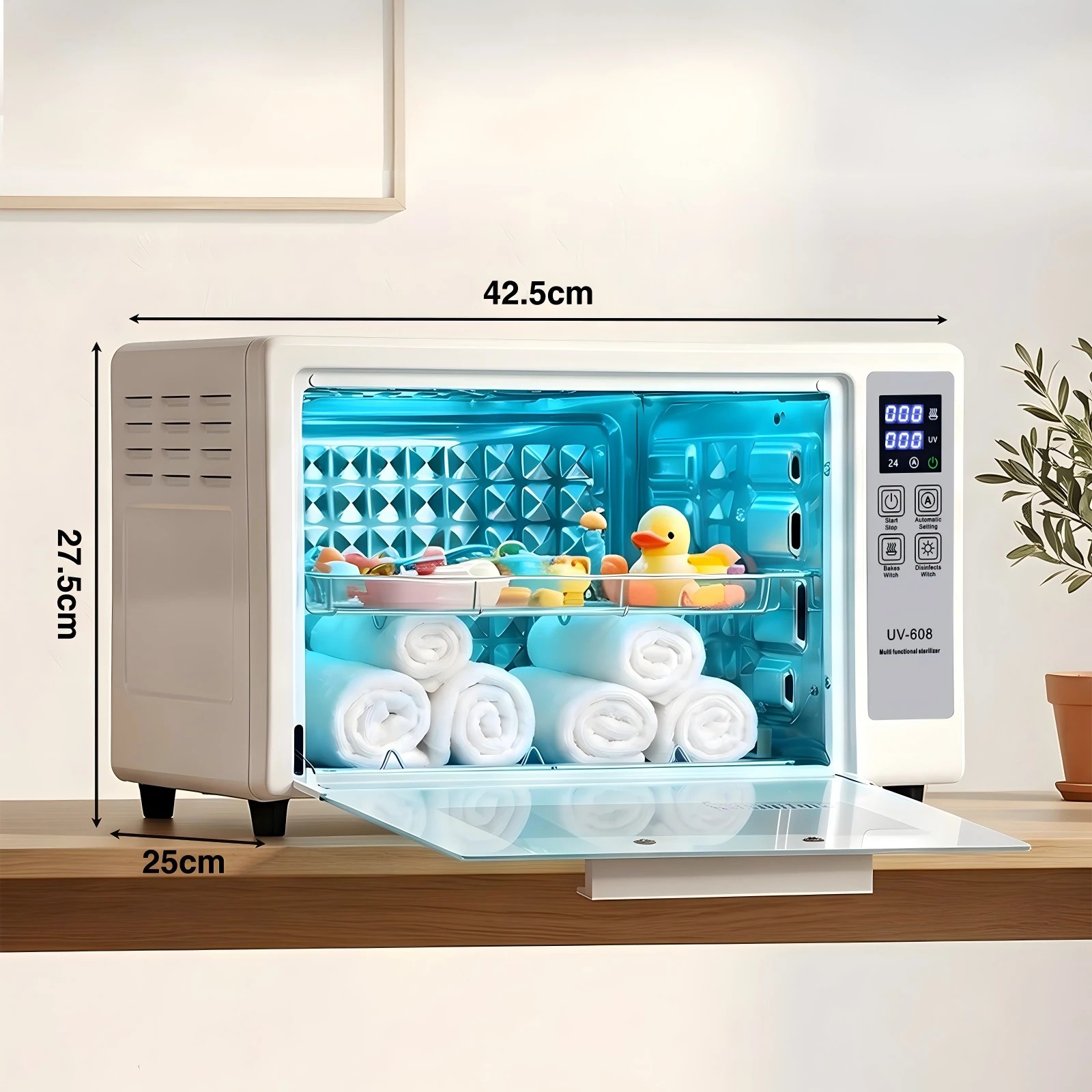 2 Advwin 24L Hot Towel Warmer UV Sanitizer Dryer Cabinet with Stainless Steel Rack 3 Auto Modes 24H Storage - White, 2 of 7