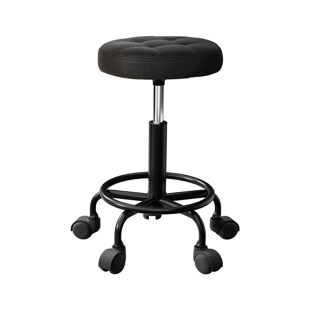 1 Artiss Salon Stool Round Swivel Chairs - Black, 1 of 4