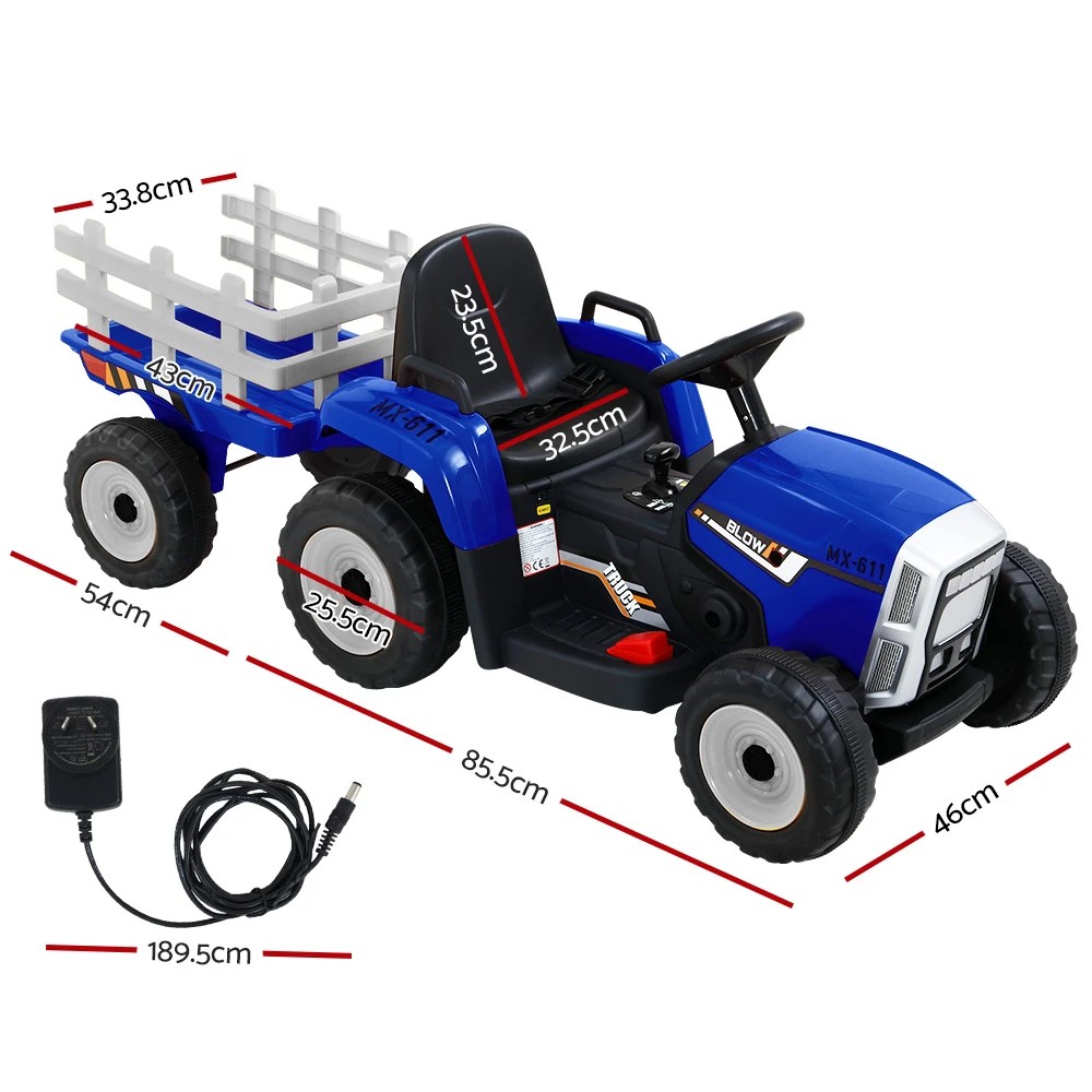 2 Rigo Kids Electric Ride On Car Tractor Toy Cars 12V - Blue, 2 of 5