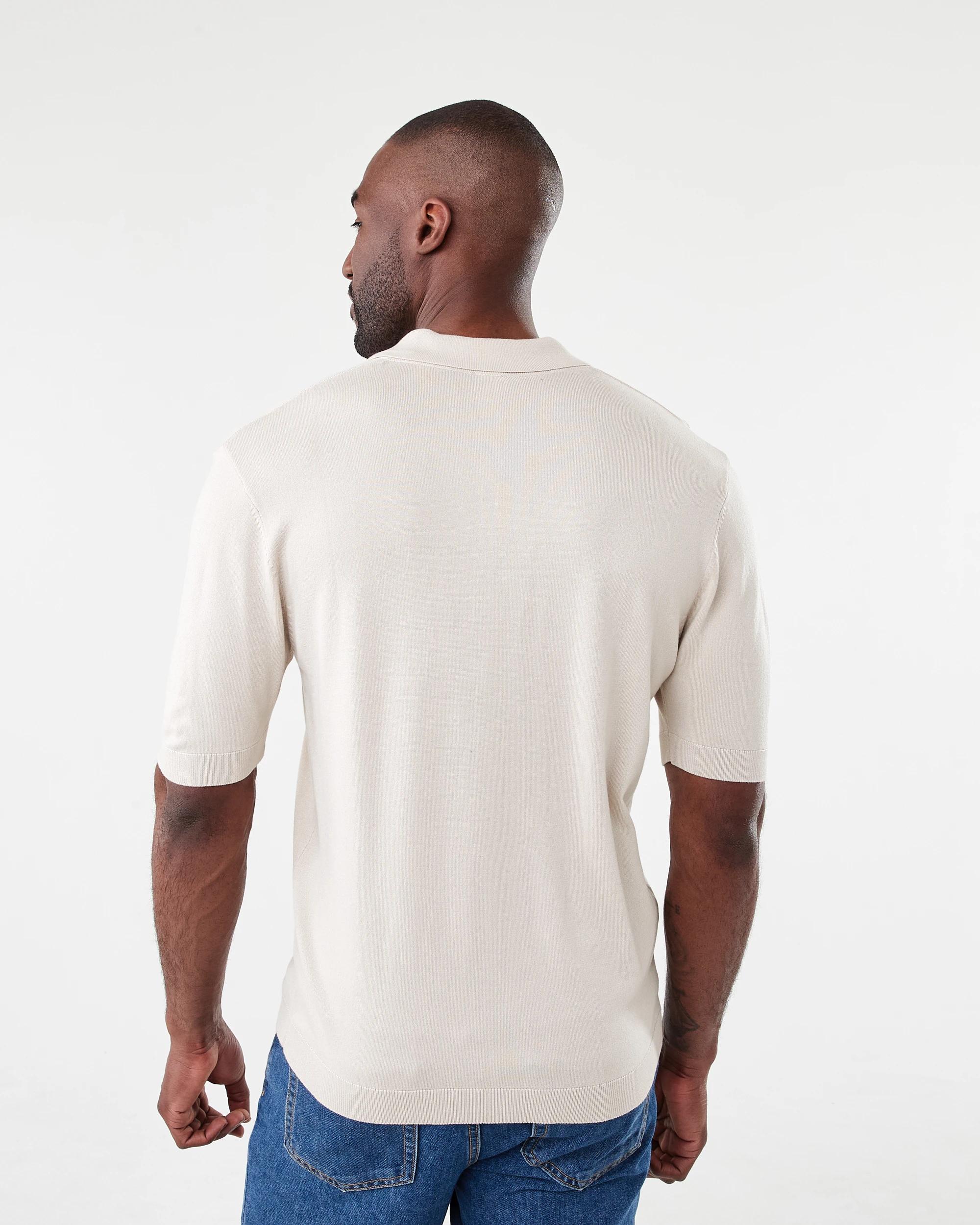 3 Button Up Knit Polo T-shirt Bge Dune, 3 of 5