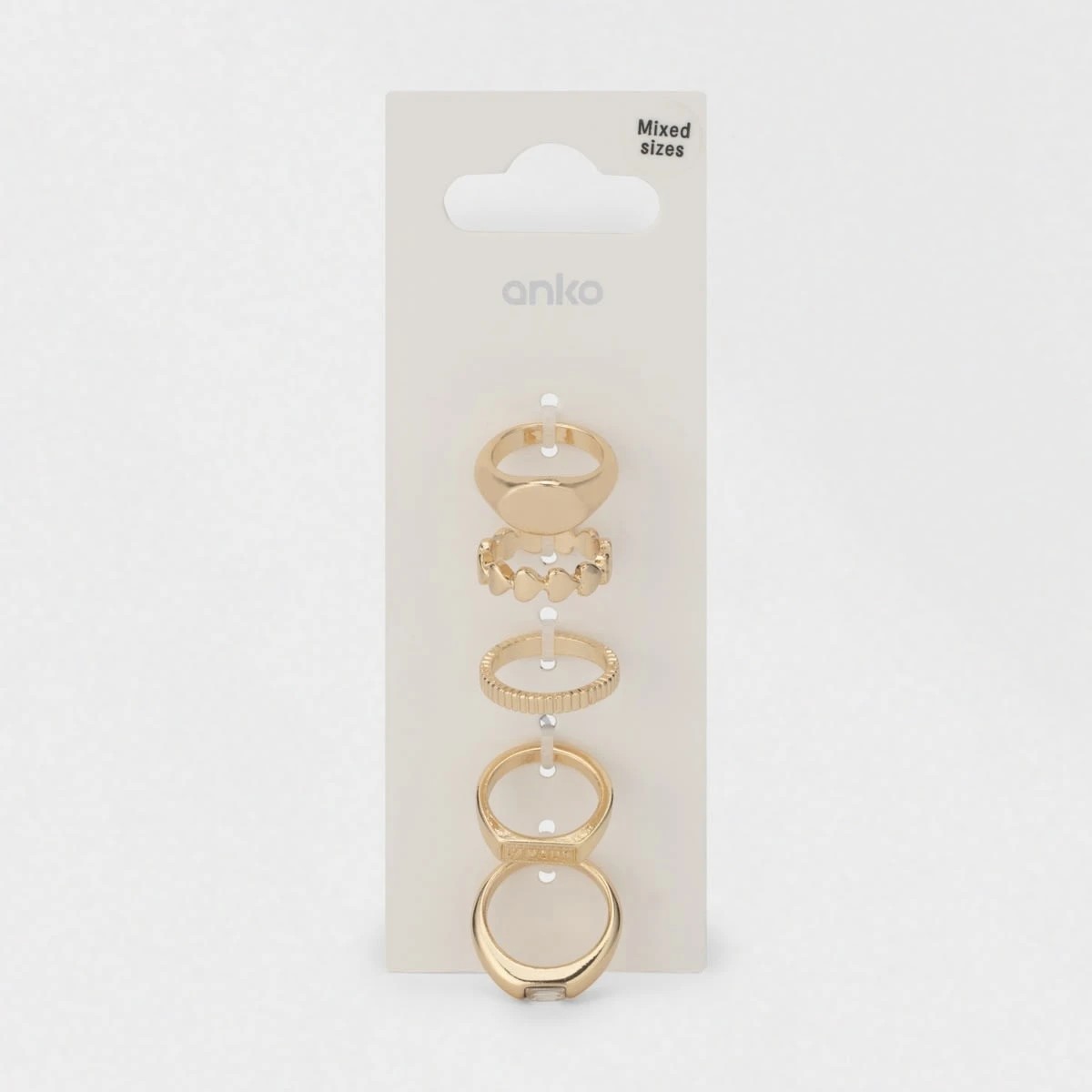 4 5 Pack Signet Love Rings - Gold Tone, 4 of 4