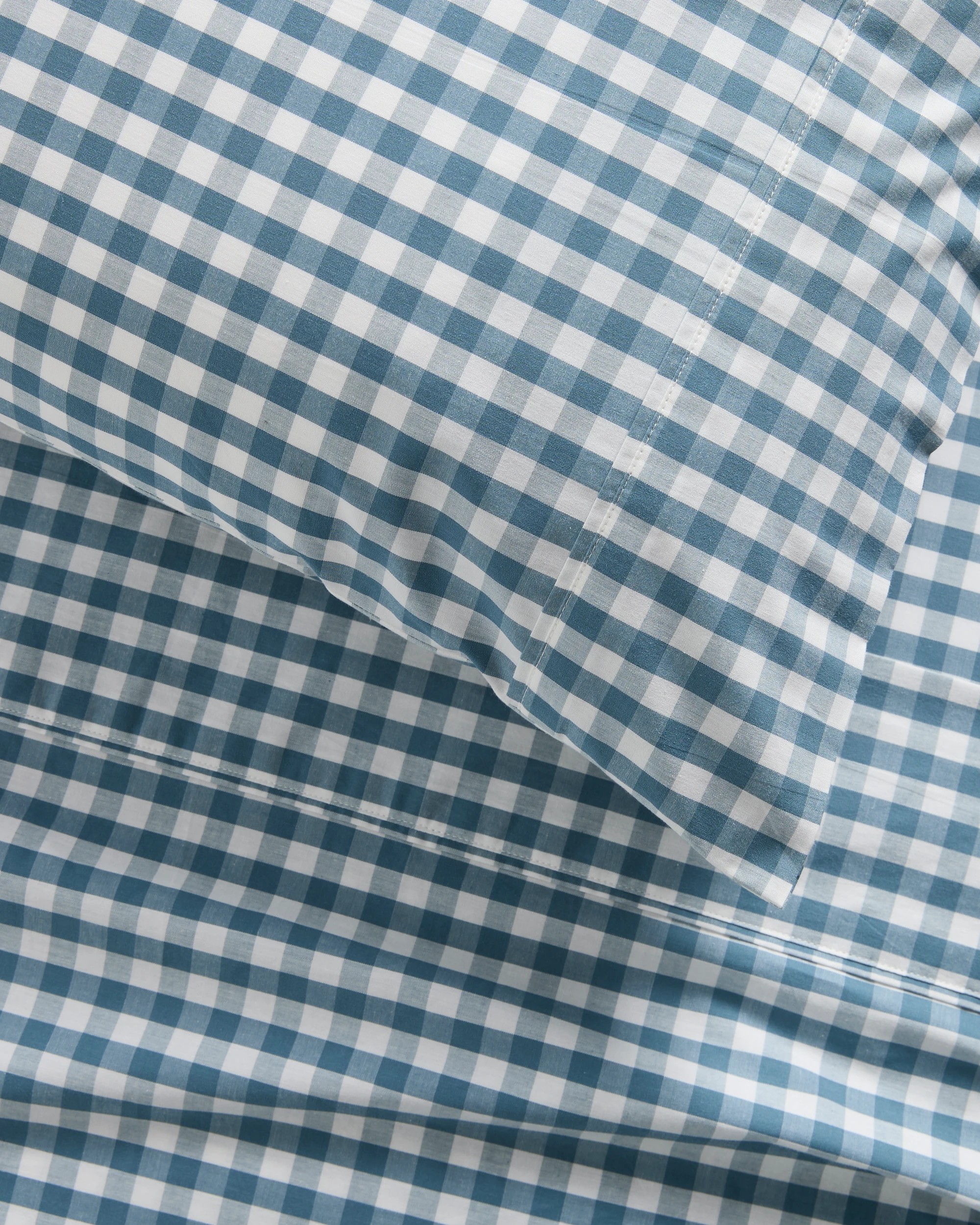 2 Target Gingham Australian Cotton Mix & Match Flat Sheet - Queen Bed - Blue, 2 of 4