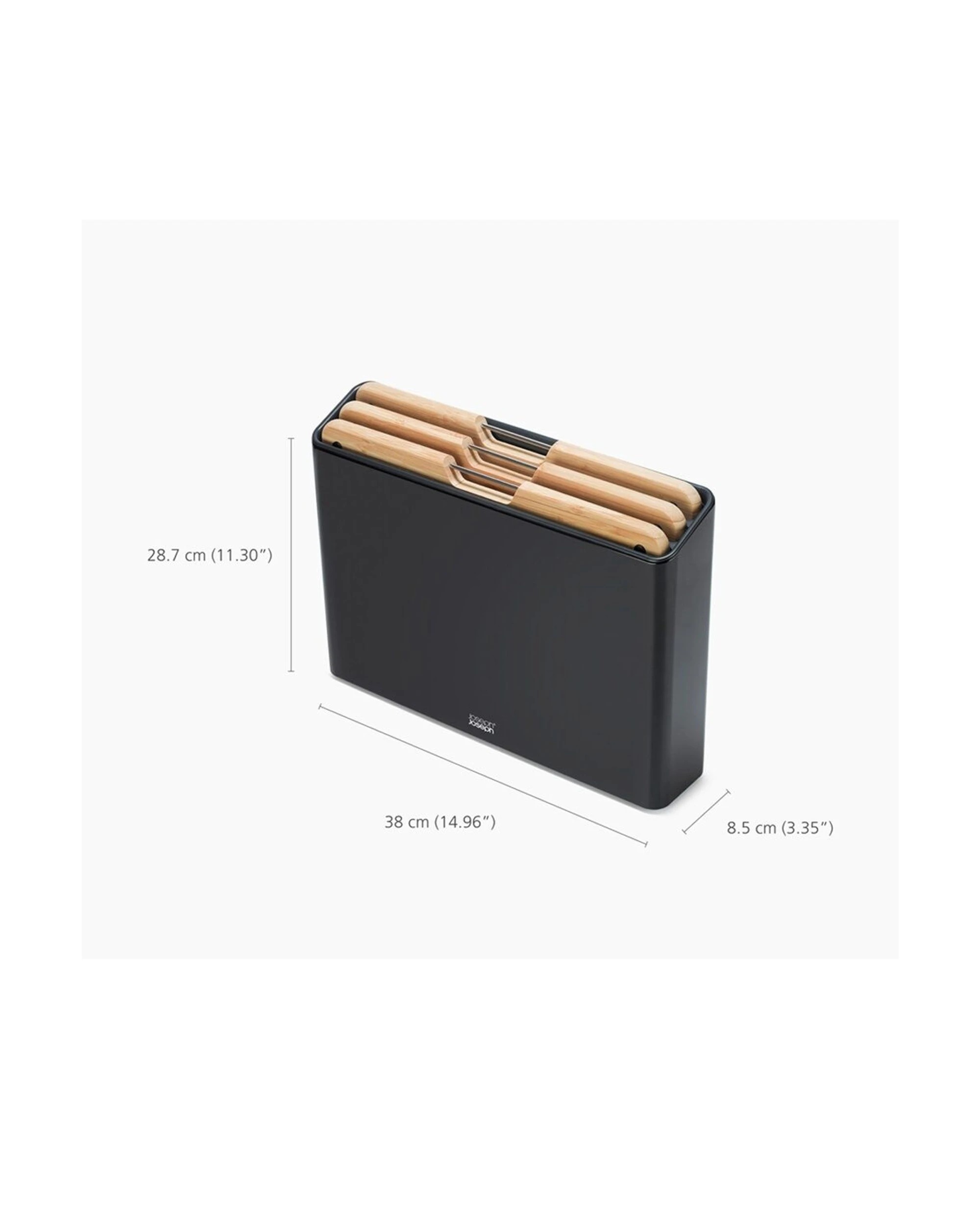 6 Joseph Joseph Folio 3pc Bamboo Chopping Board Set Stainless Steel Organiser - Black, 6 of 7
